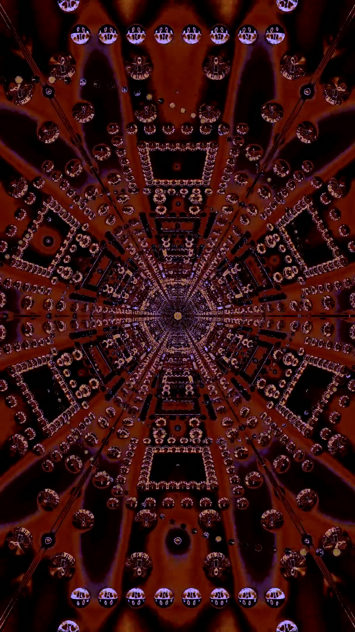 Explore a vibrant tunnel of colorful lights and patterns in a sea