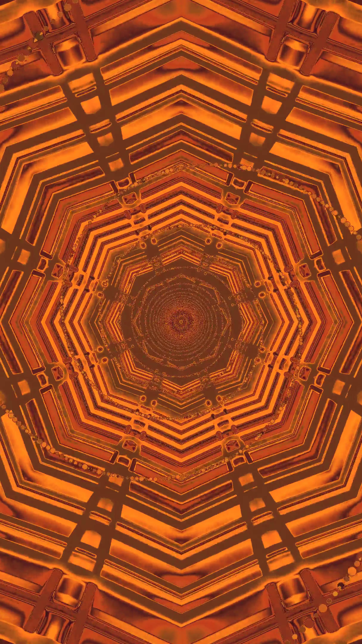 Tunnel video vj loop screensaver creates seamless motion in warm orange tones ideal for relaxation or ambiance