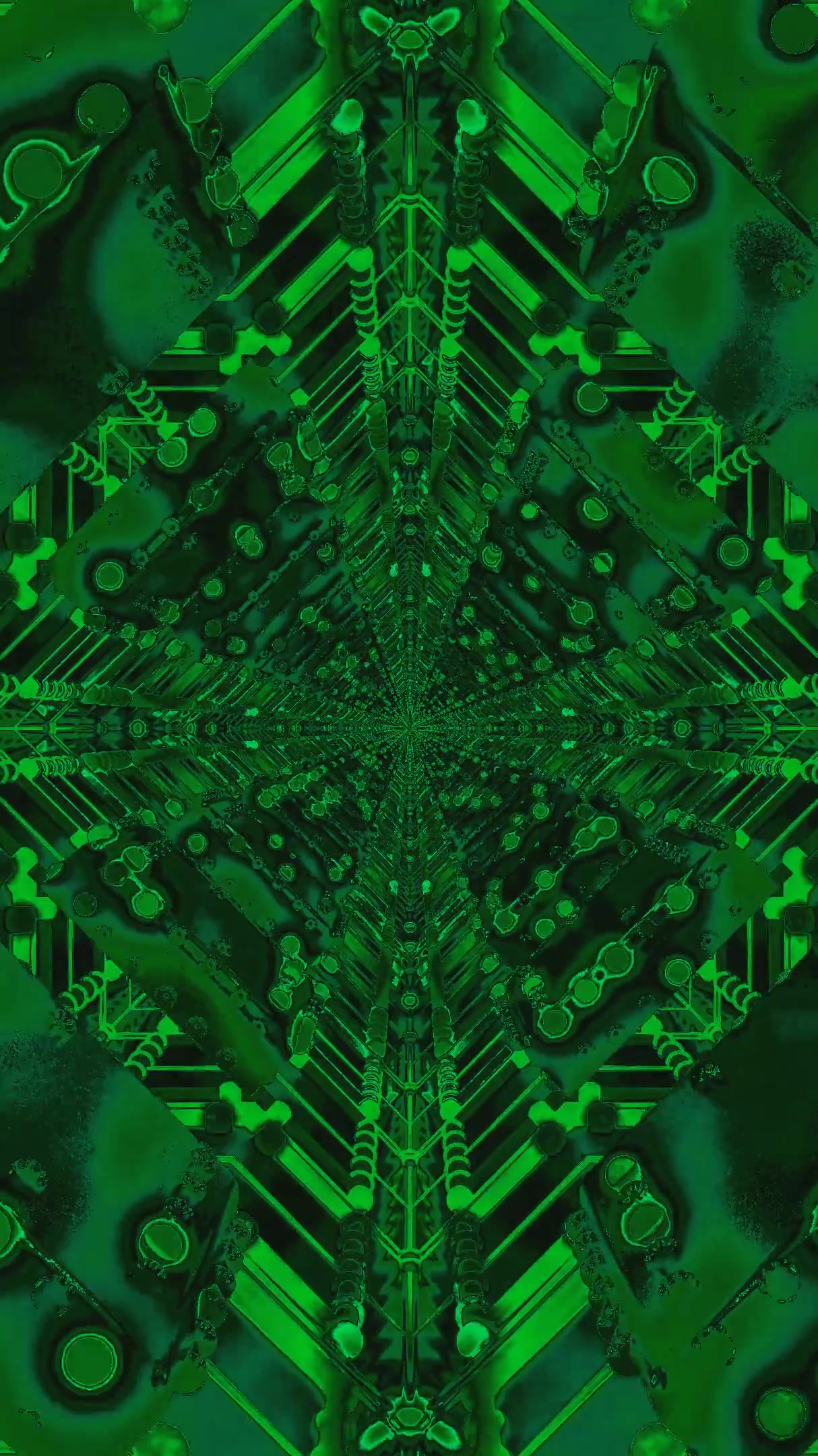 Tunnel visual journey with seamless looping video effect enhancing motion and depth in vibrant green tones