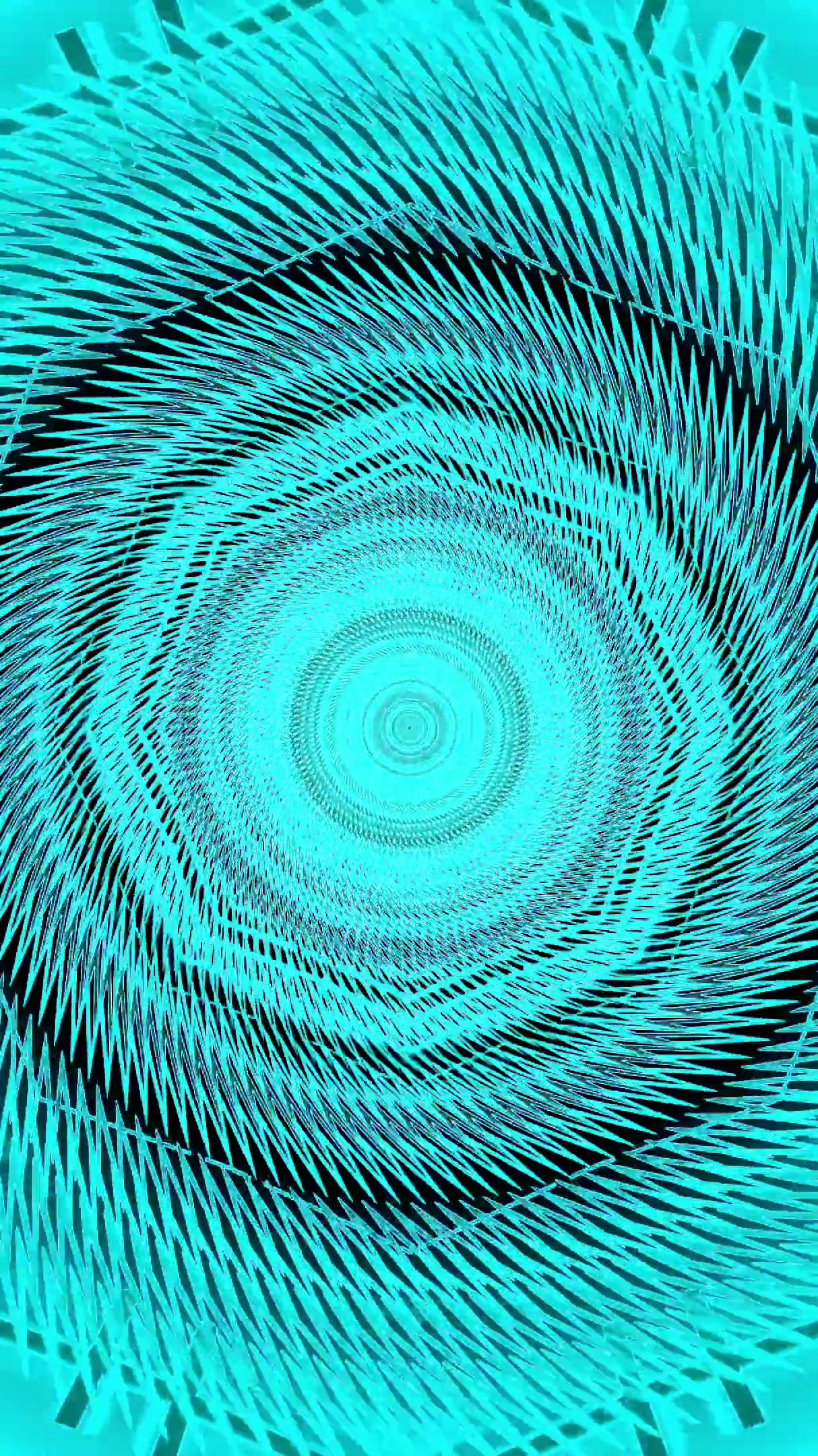Seamless tunnel video loop showcases vibrant turquoise geometric