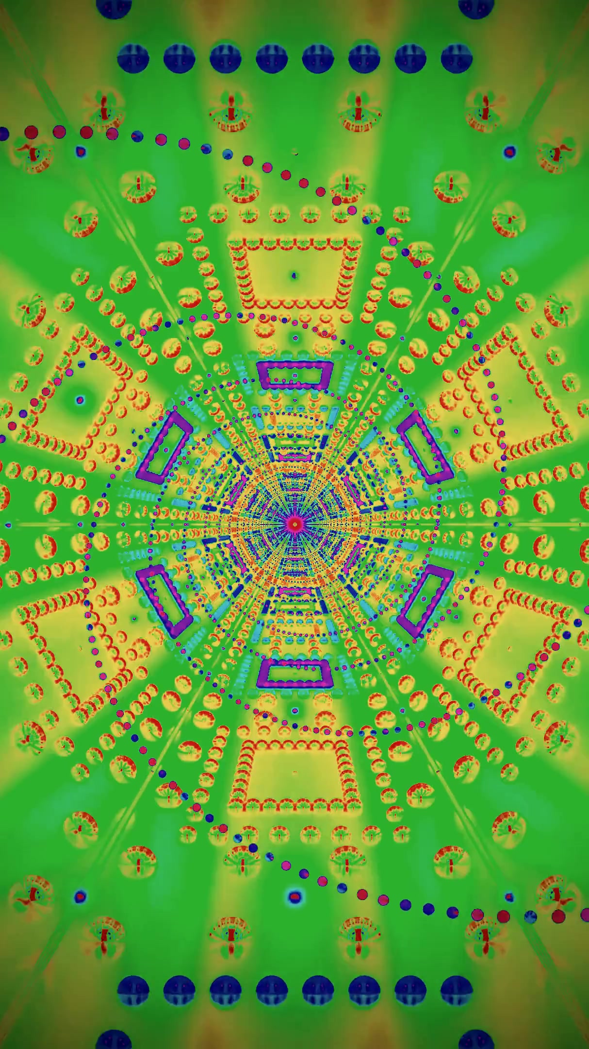 Seamless tunnel video loop with vibrant colors and geometric patterns creating an immersive visual experience