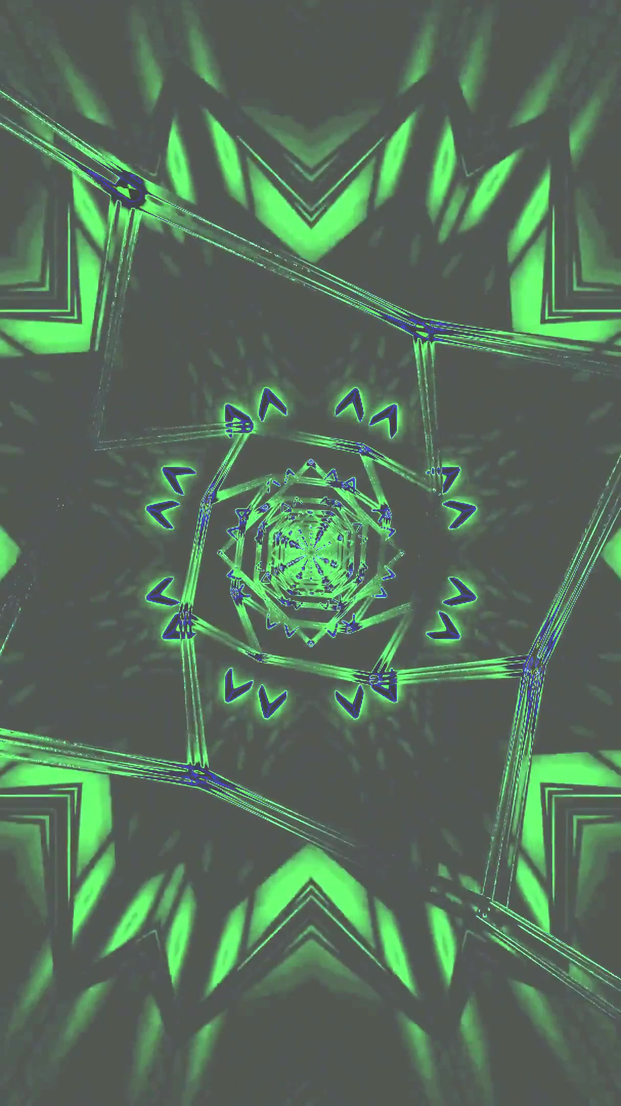 Vibrant green tunnel video loop creating a mesmerizing visual exp