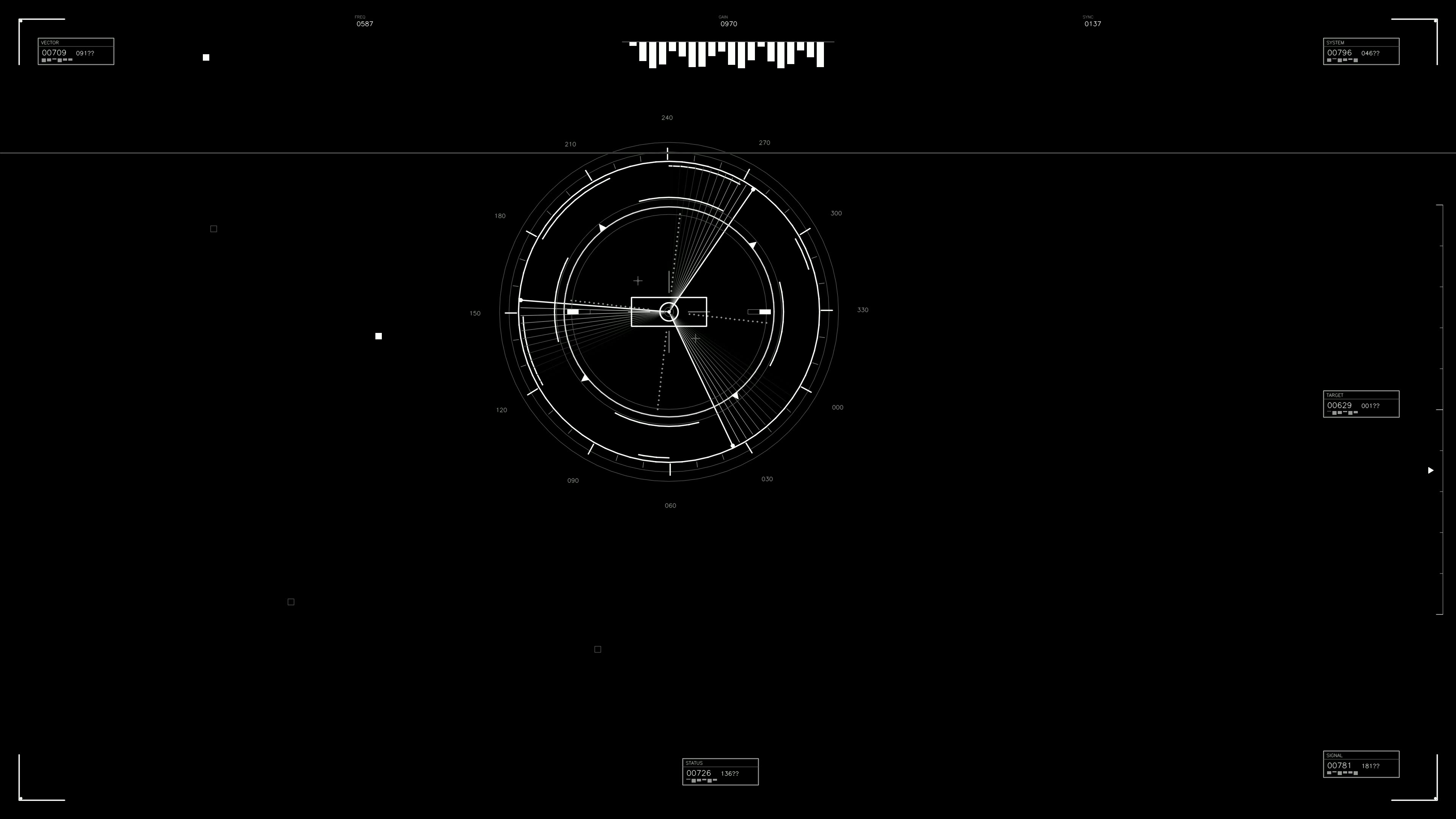 Military gui war stock footage hud animation for science fiction production with radar display and data readouts