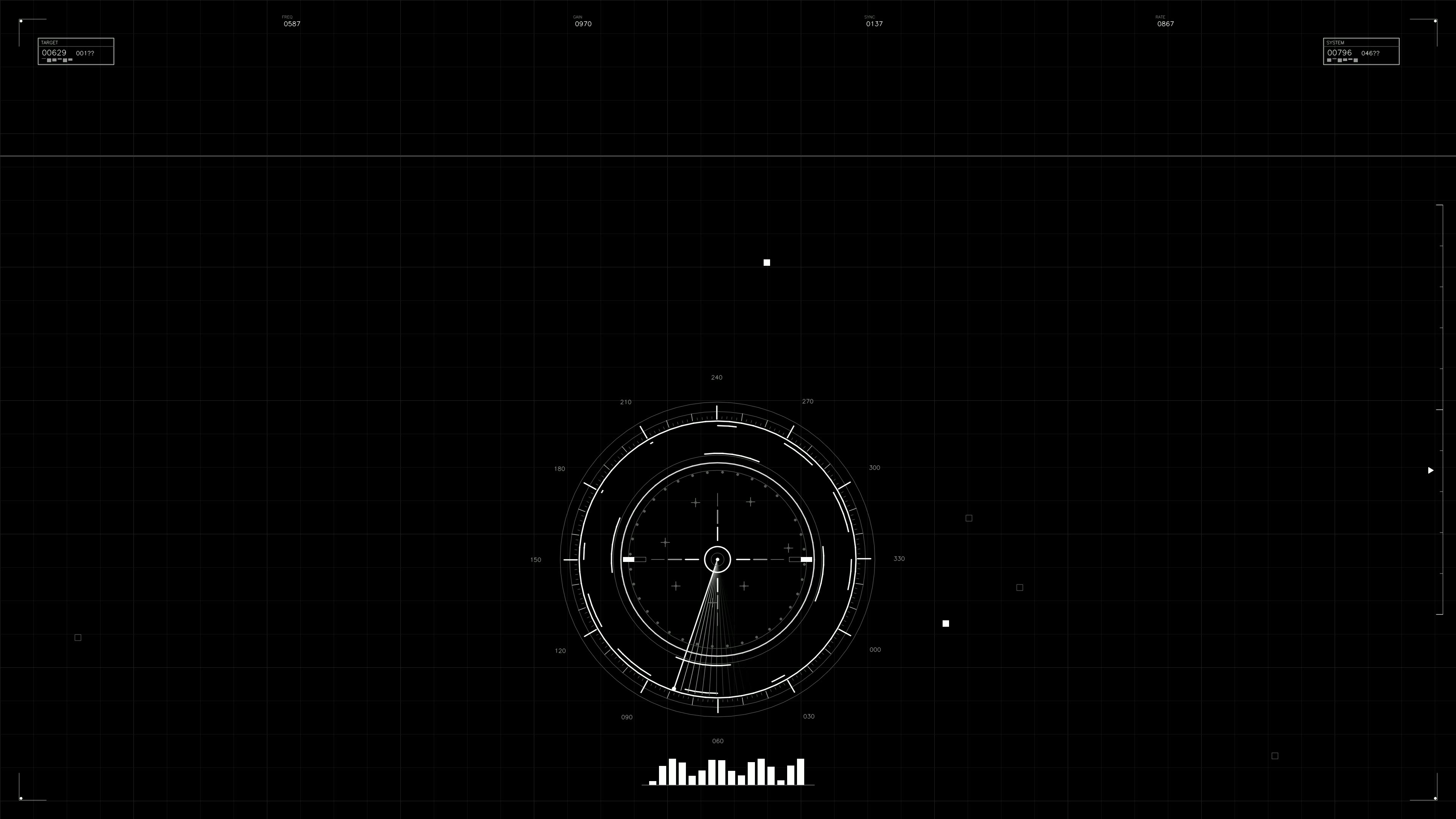 Military gui war stock footage hud animation designed for science fiction production with radar and data visualizations displayed on dark background