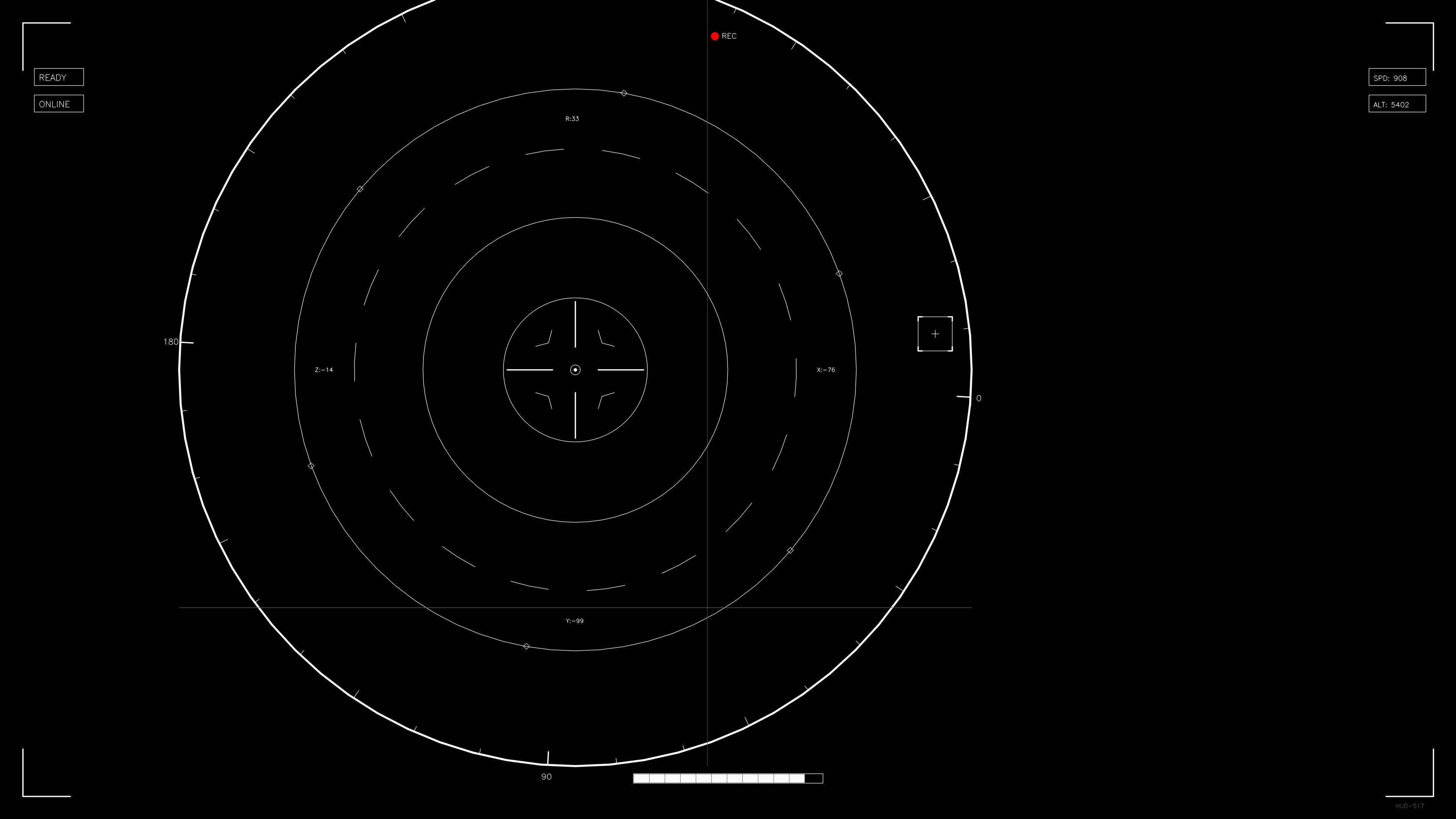Scifi hud animation for web designer and videographer featuring circular patterns and lines displayed on a dark background