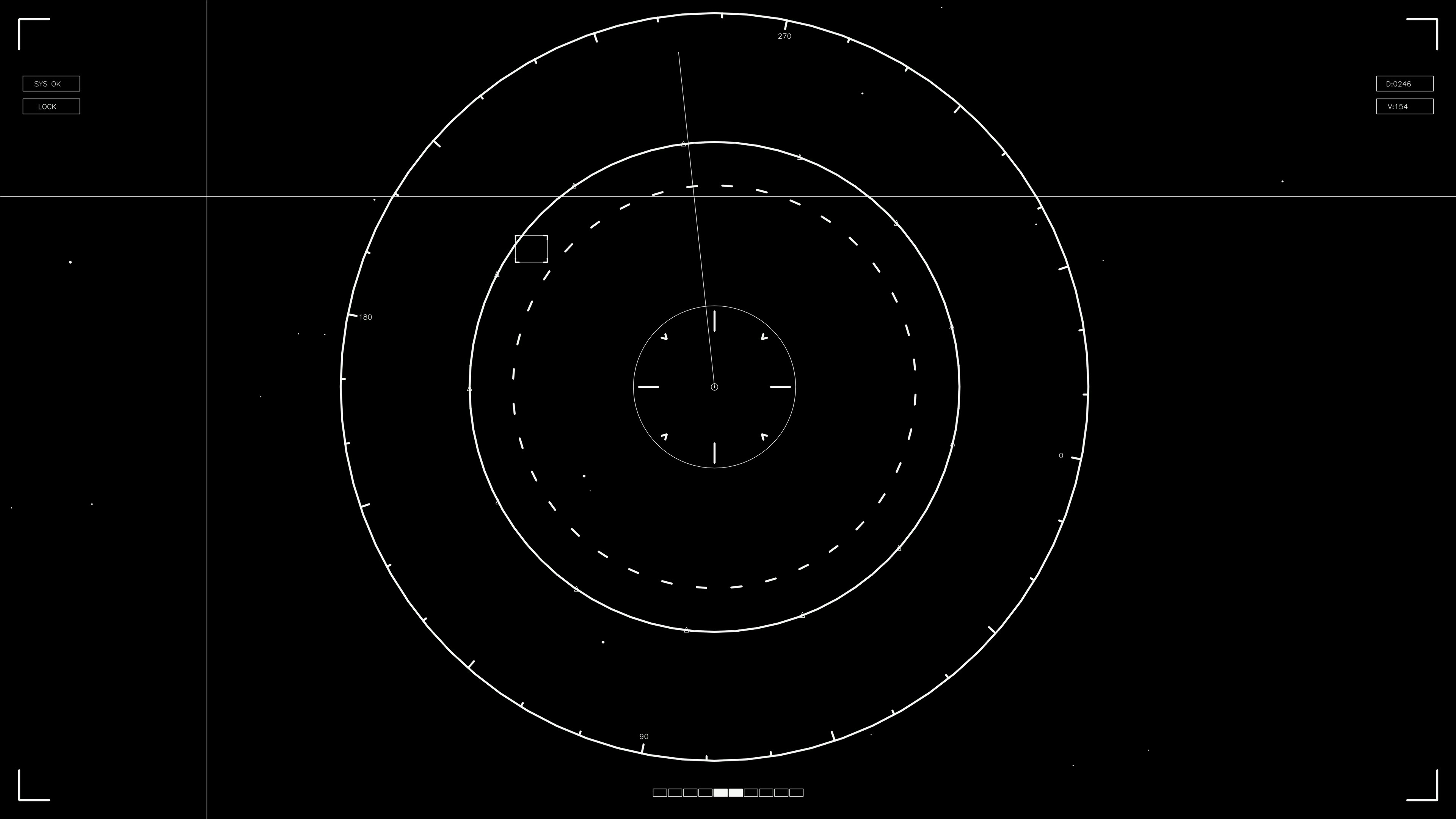 Hud elements animation for web designer and sci-fi video editing with circles and lines showing data and movement on a black background
