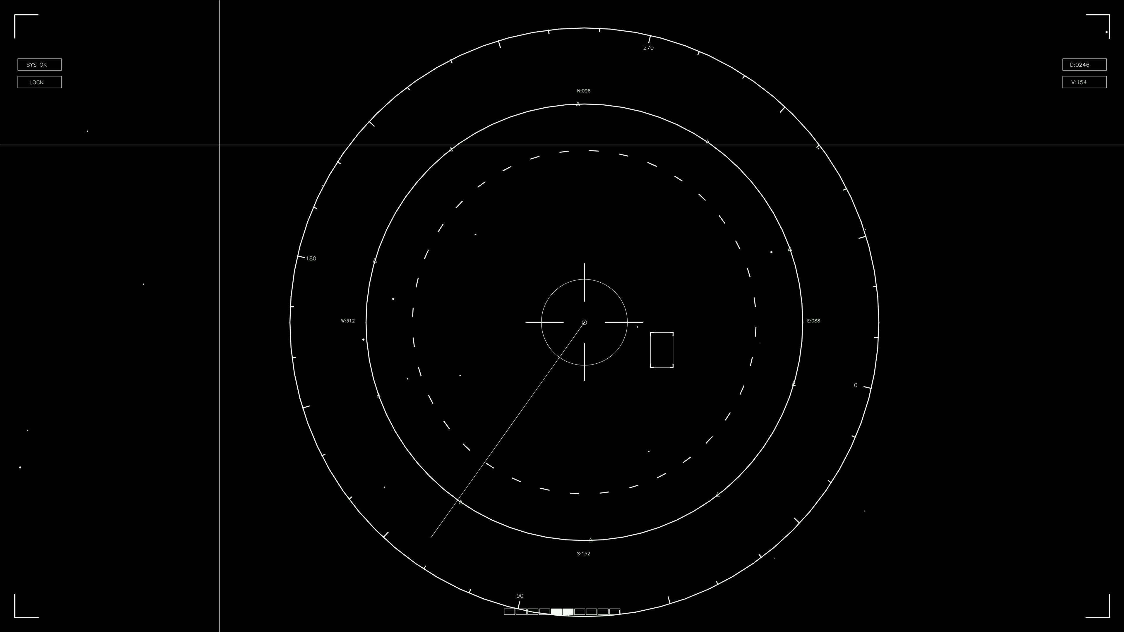 Hud elements animation for webdesign and sci-fi video cutter with circles and lines in black and white
