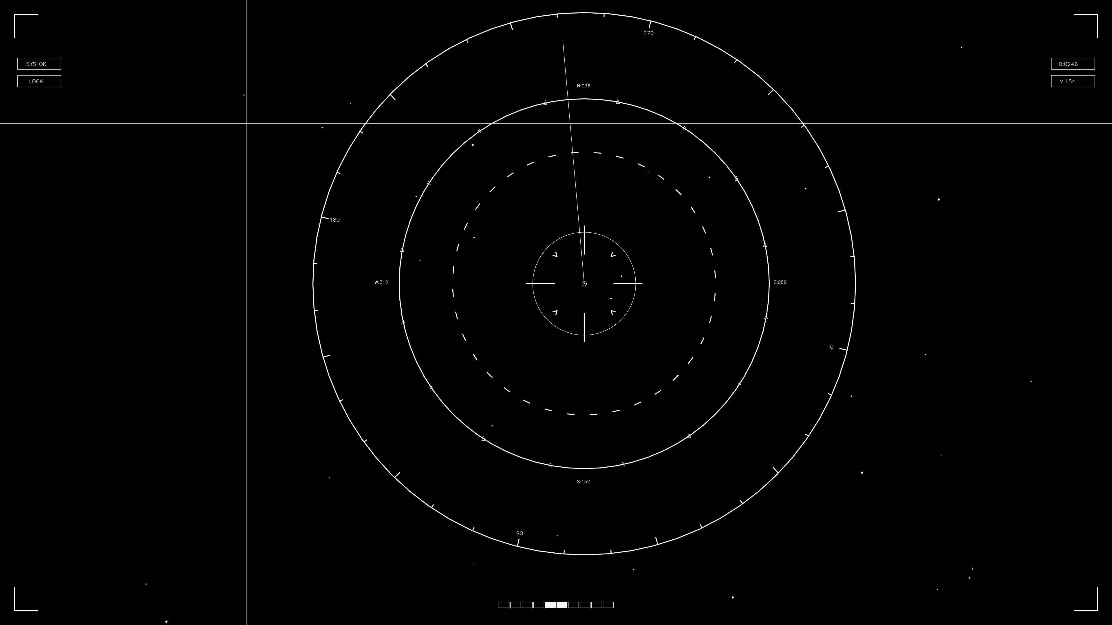Hud elements animation for web designers and sci-fi video projects in a dark space setting with circles and lines