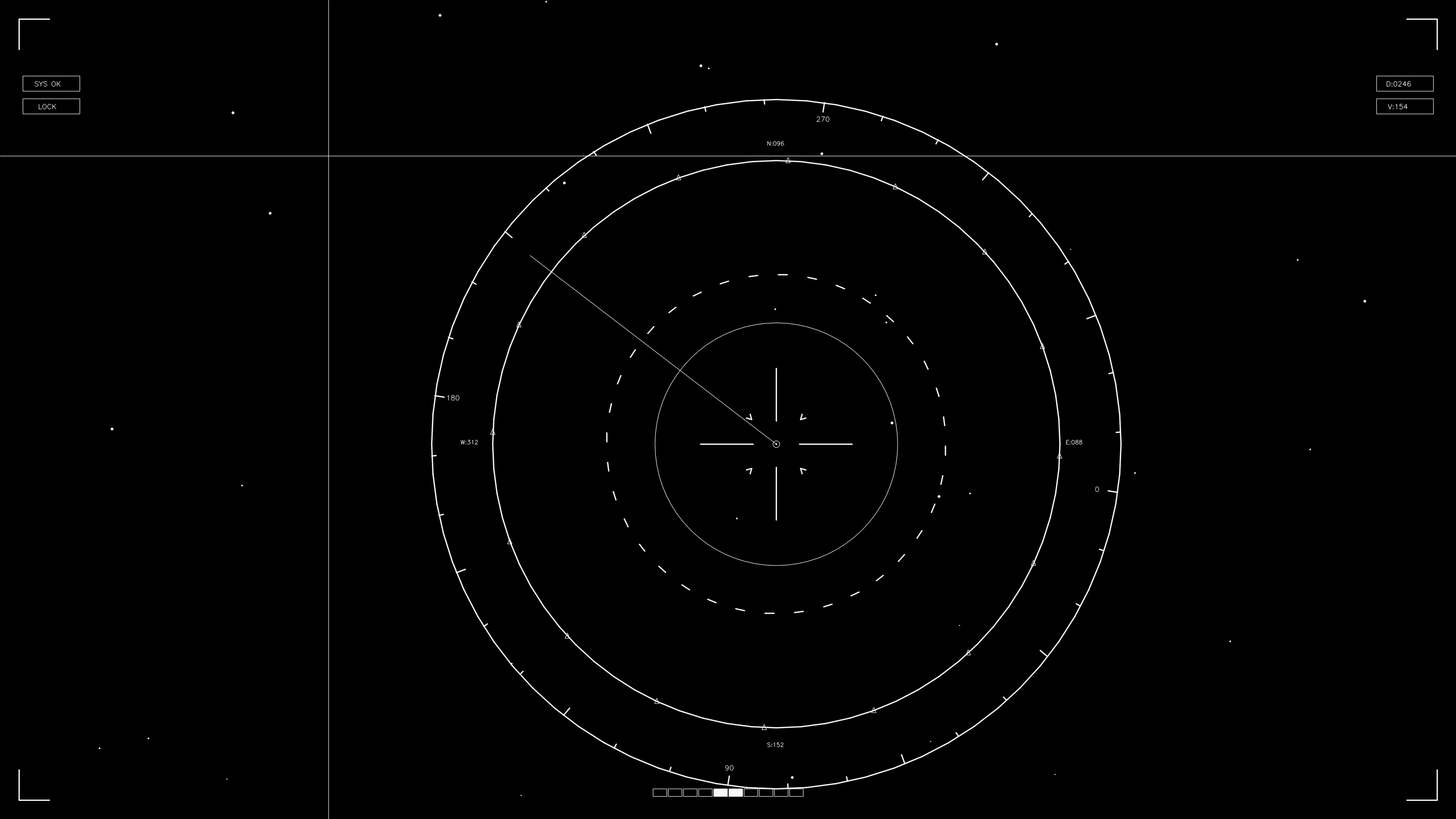 Hud elements animation designed for web designers and sci-fi video cutters showing circles and lines on a black background with numbers and indicators
