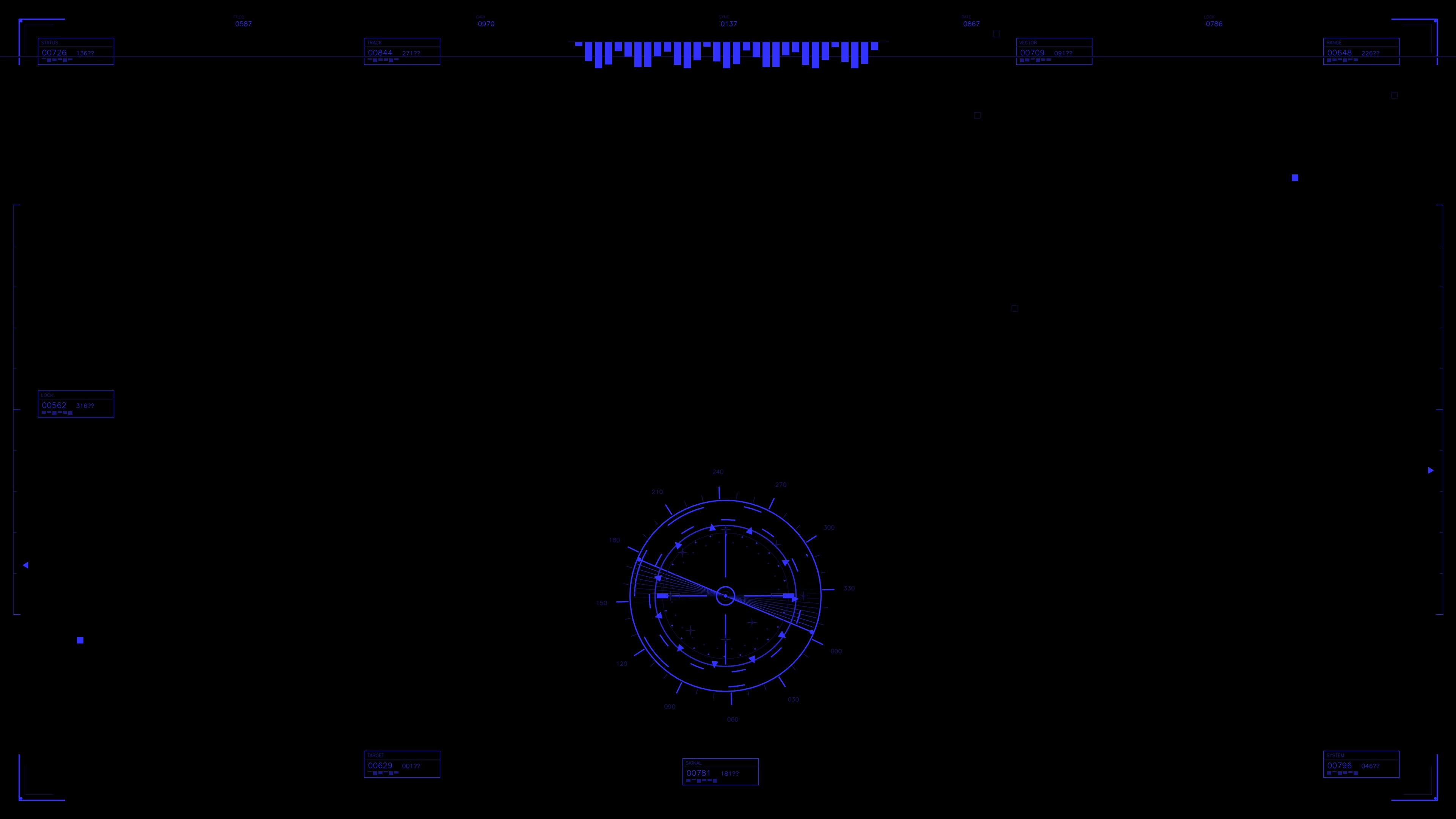 Military gui war stock footage hud animation for science fiction production in dark setting