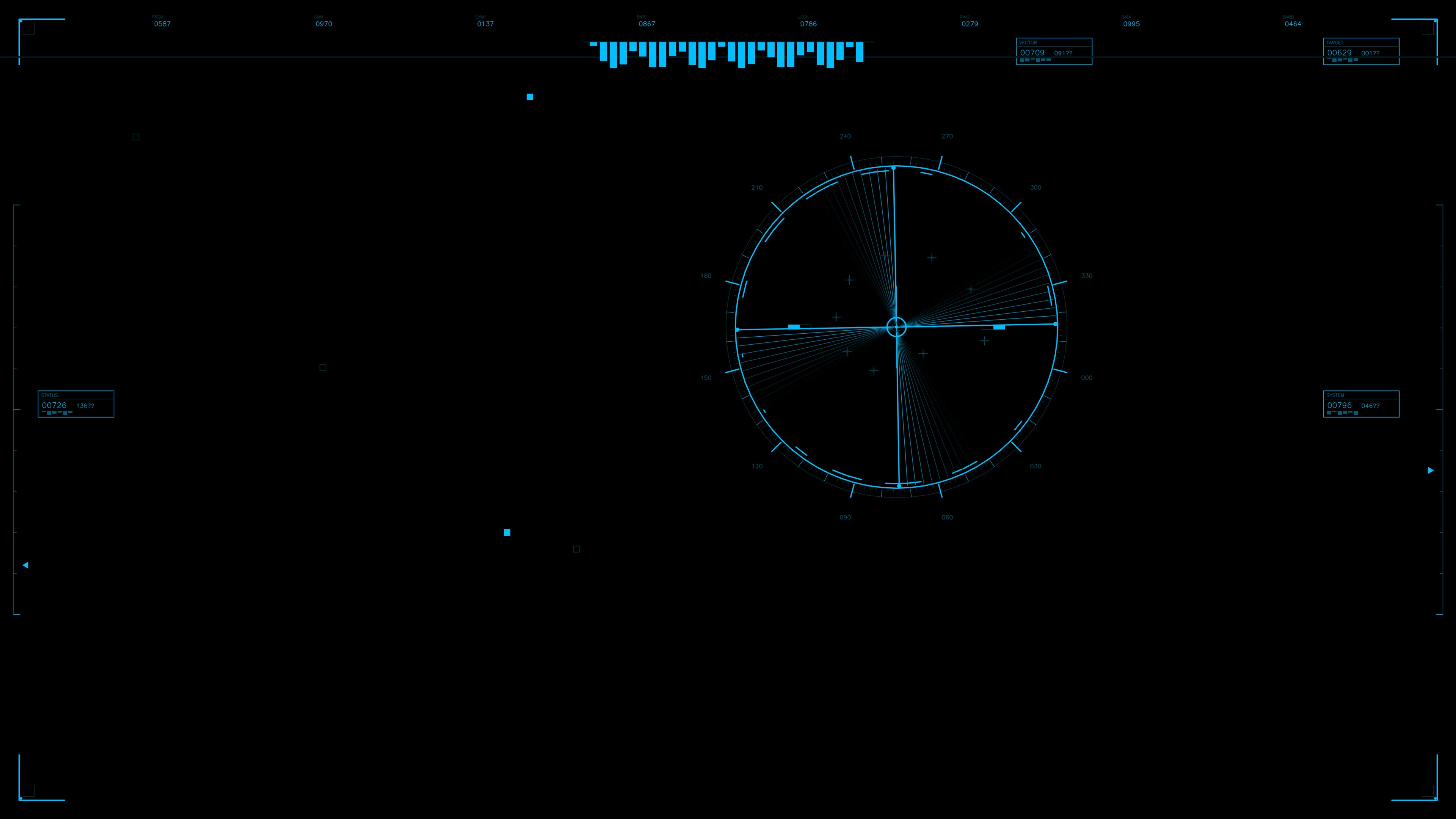 Military gui war stock footage hud animation for science fiction production displaying radar interface elements with data readouts and indicators