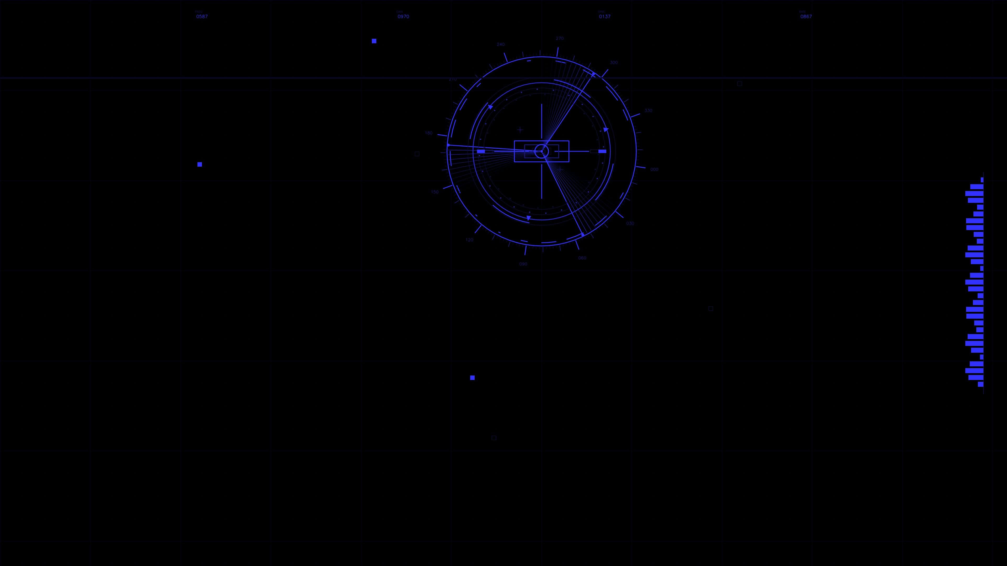 Military gui war stock footage hud animation for science fiction production in dark setting with blue elements and radar display