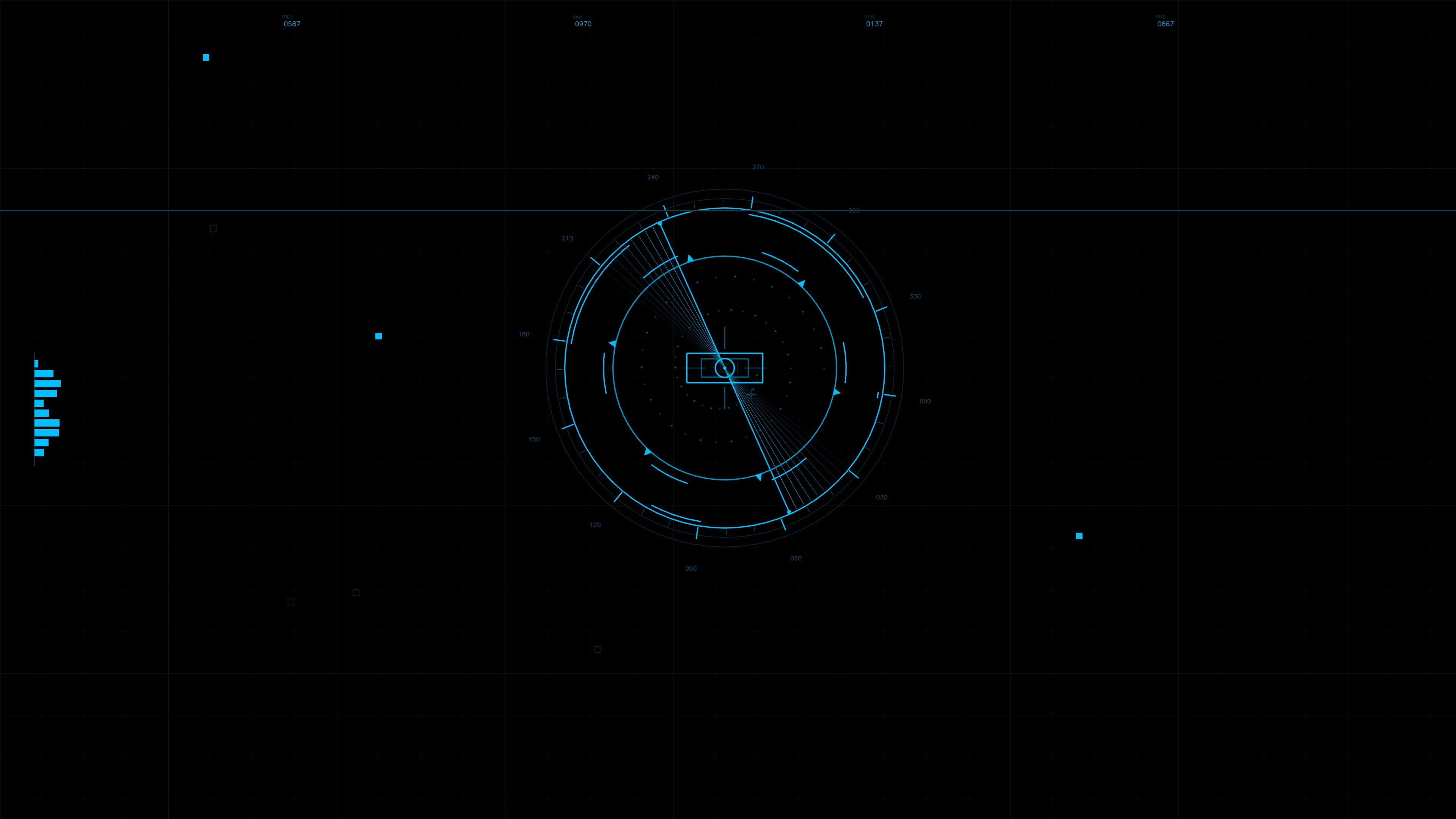 Military gui war stock footage hud animation for science fiction production in dark setting with bright blue elements