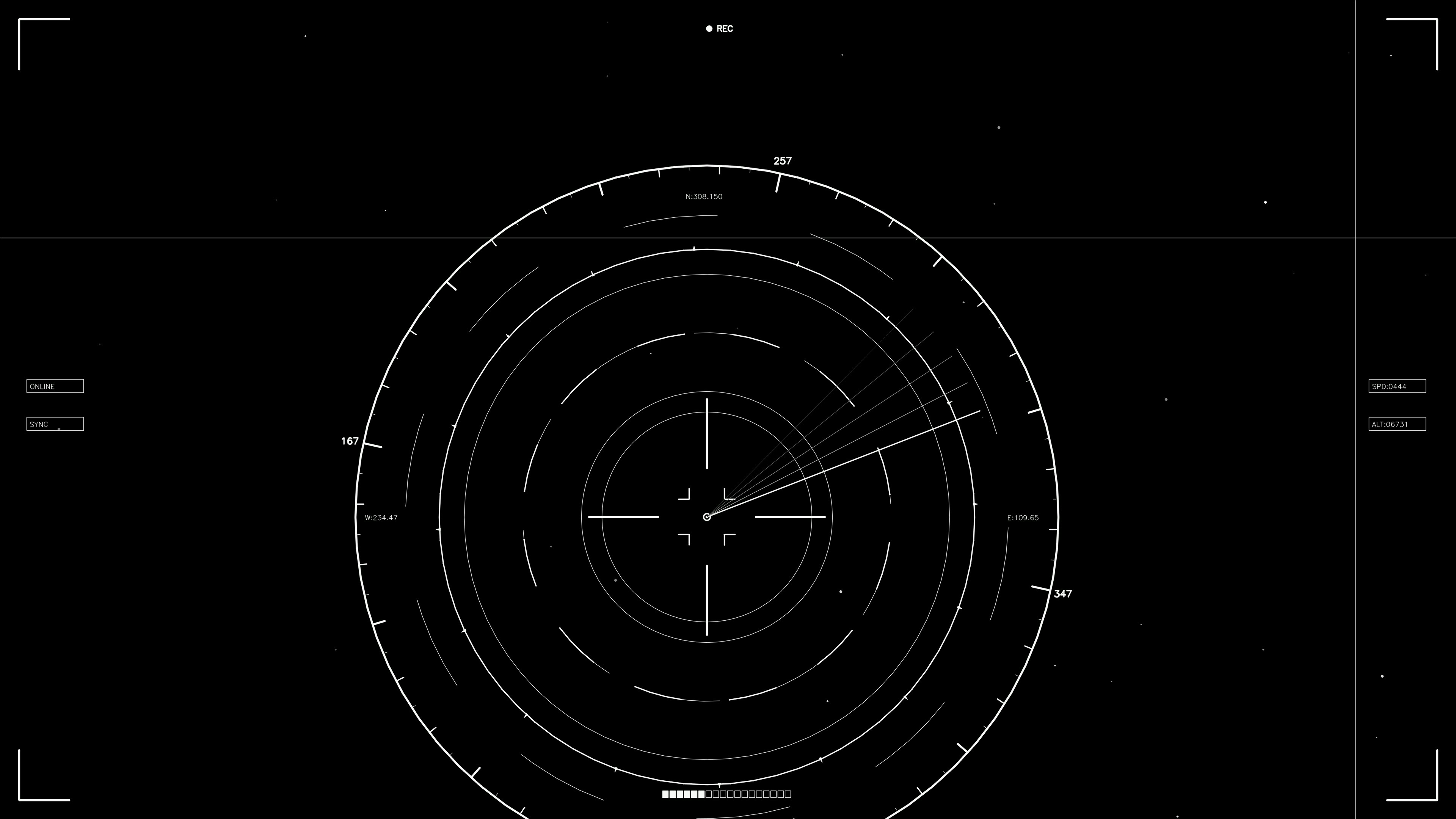 Scifi hud animation for web designers and videographers featuring circular radar elements and data displays for creative projects