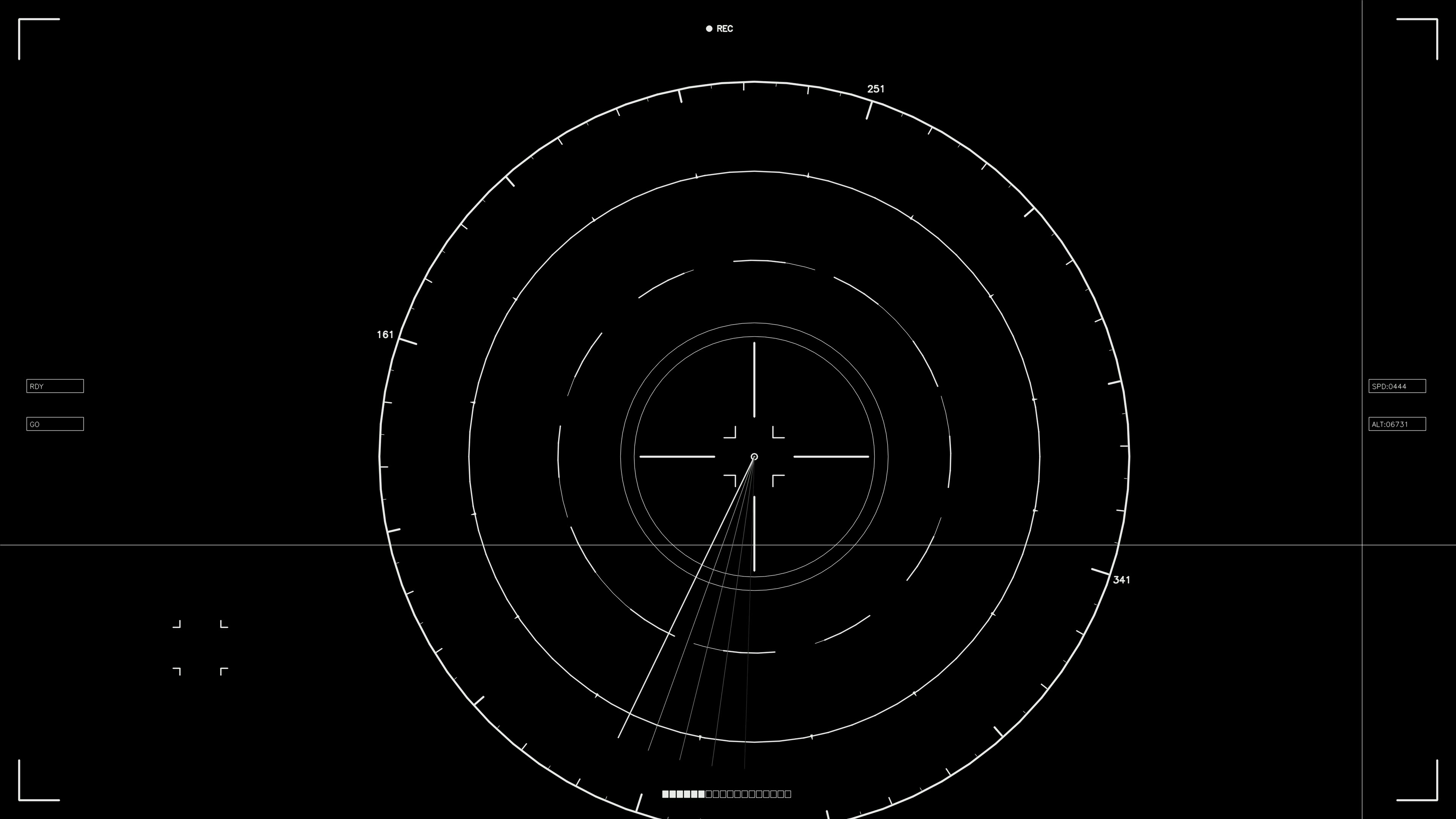 Scifi hud animation for web designers and videographers showing tracking and movement on a black background