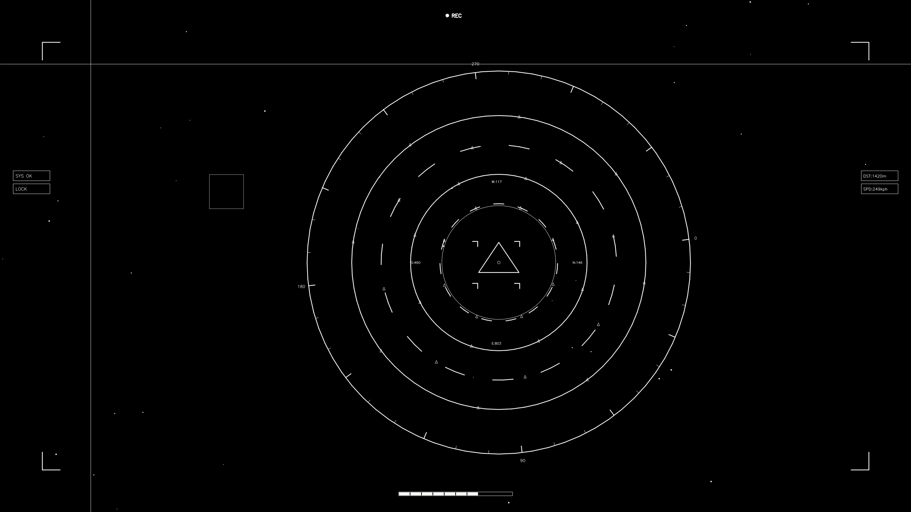Hud elements animation for web design and sci fi video editing with circles and triangle shapes on black background