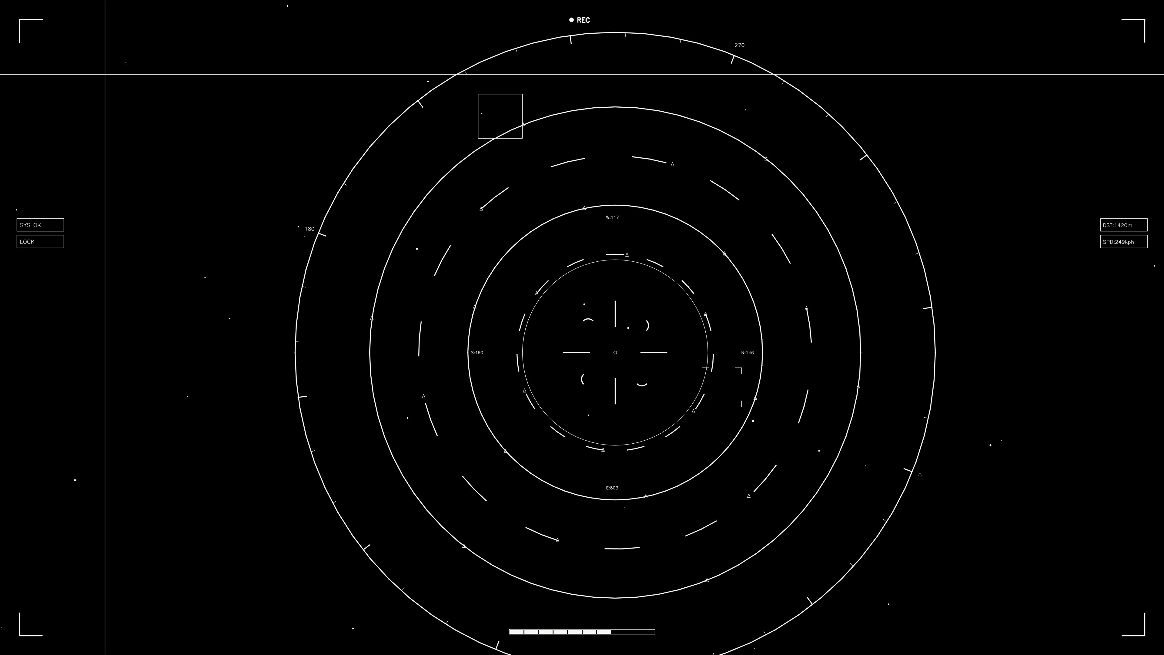 Hud elements animation for web design and sci-fi video editing showcasing circular radar pattern with lines and markings