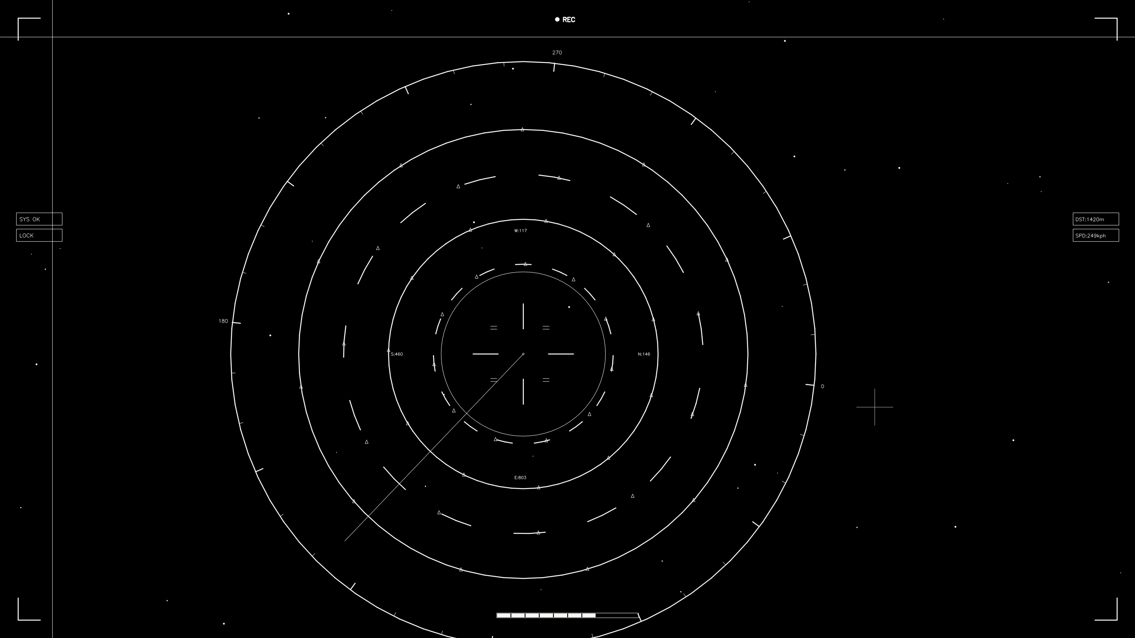 Animation of hud elements for web design and sci-fi video editing showing circular radar patterns with various lines and markers