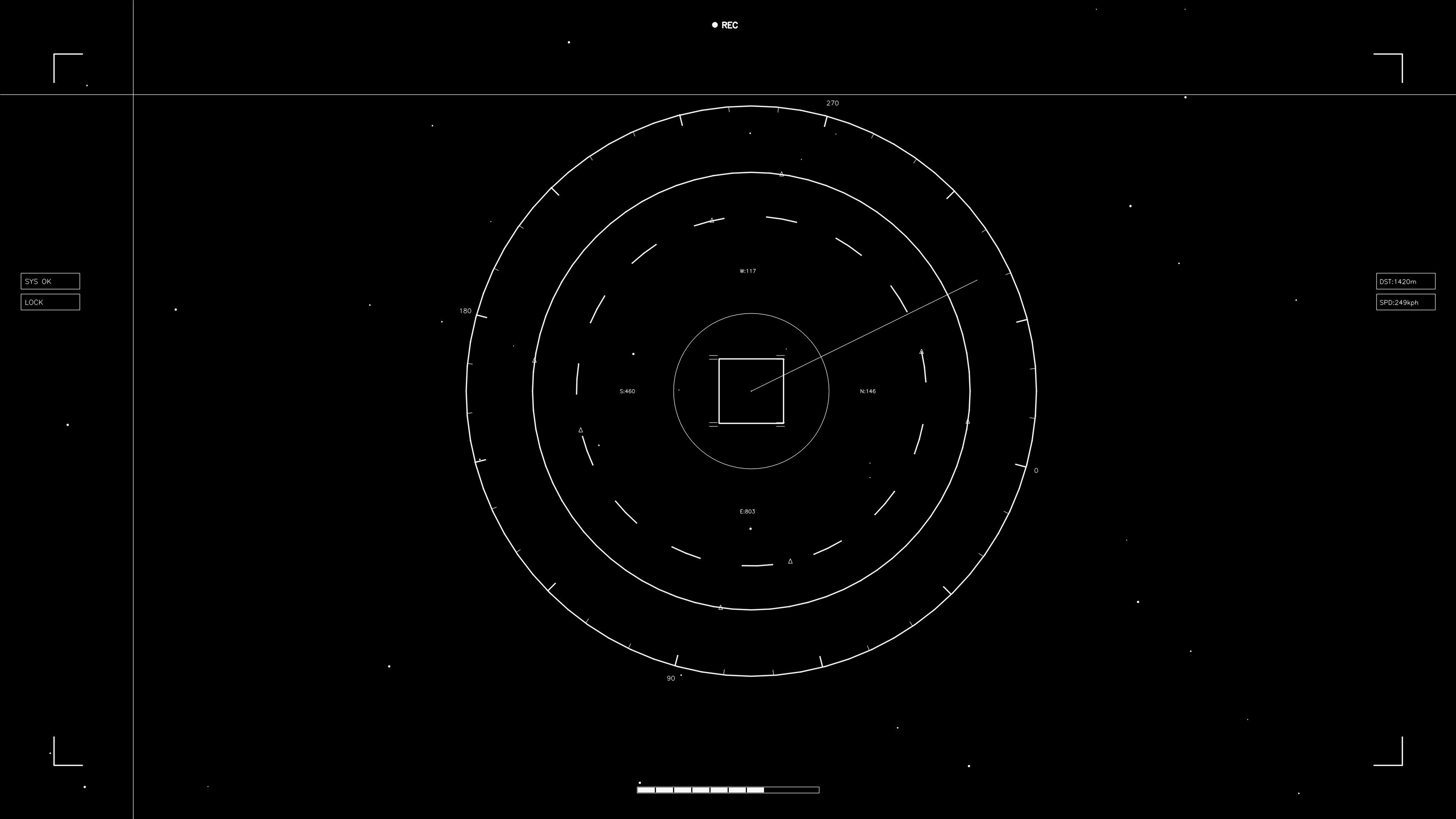 Hud elements animation for web designers and sci-fi video cutters showing a circular display with data points and lines