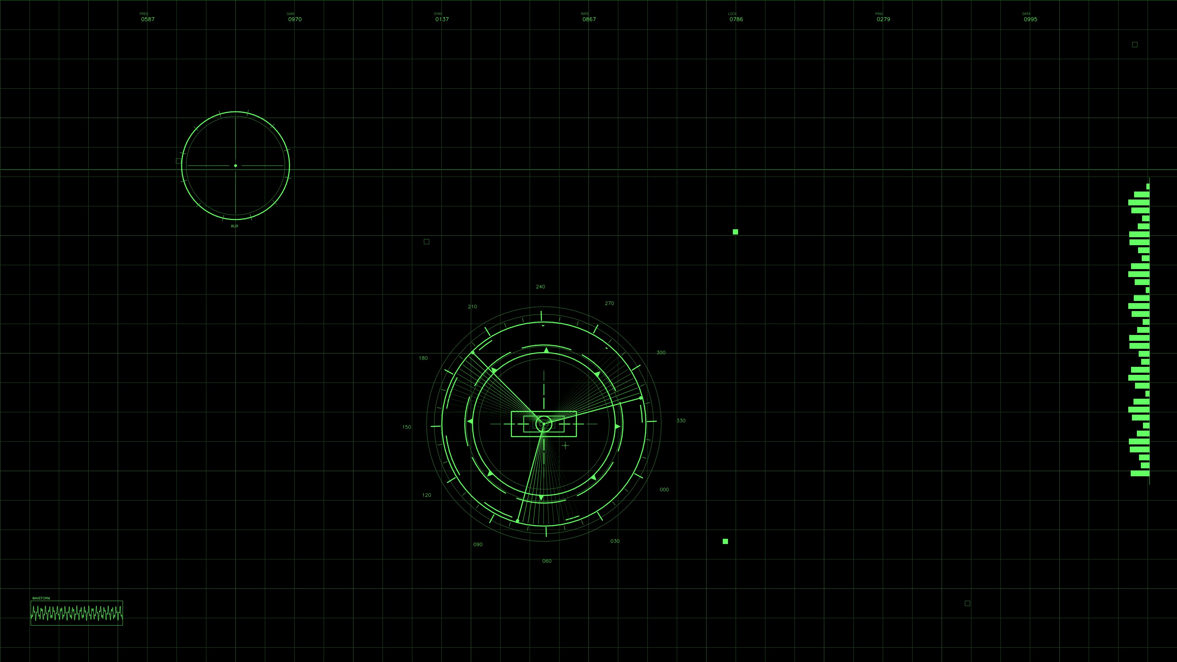 Military gui war stock footage hud animation for science fiction production featuring green graphics on dark background