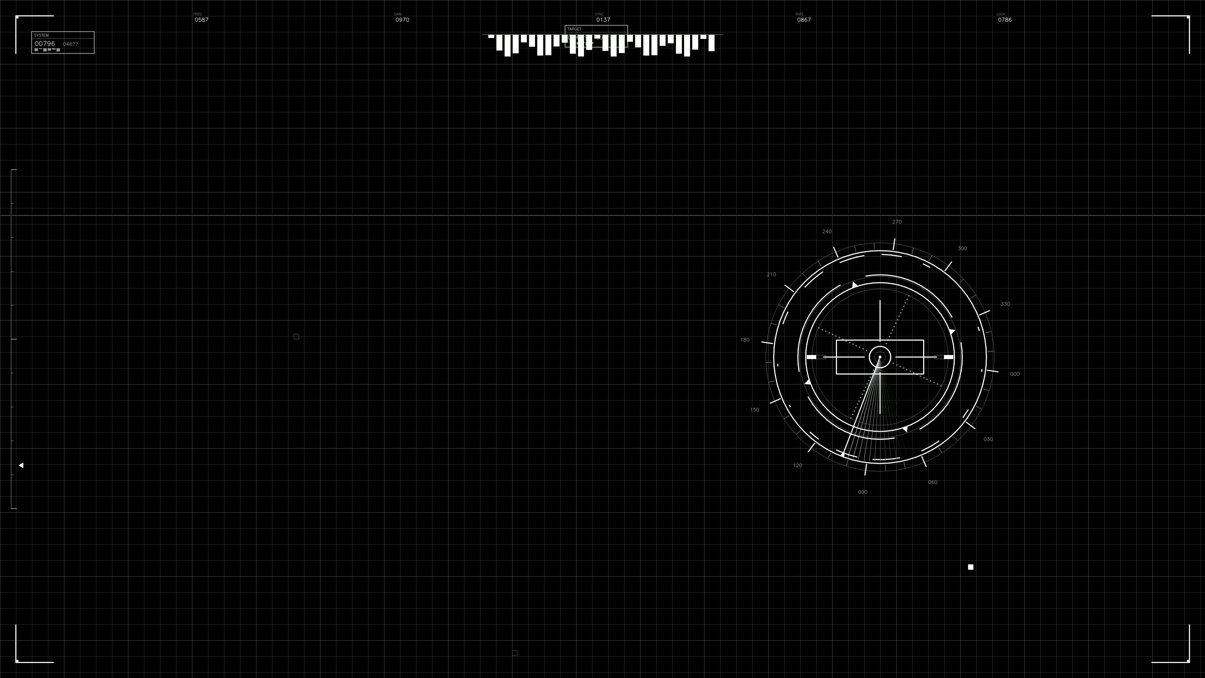 Military GUI war stock footage HUD animation for science fiction production in dark setting with grid lines and targets displayed