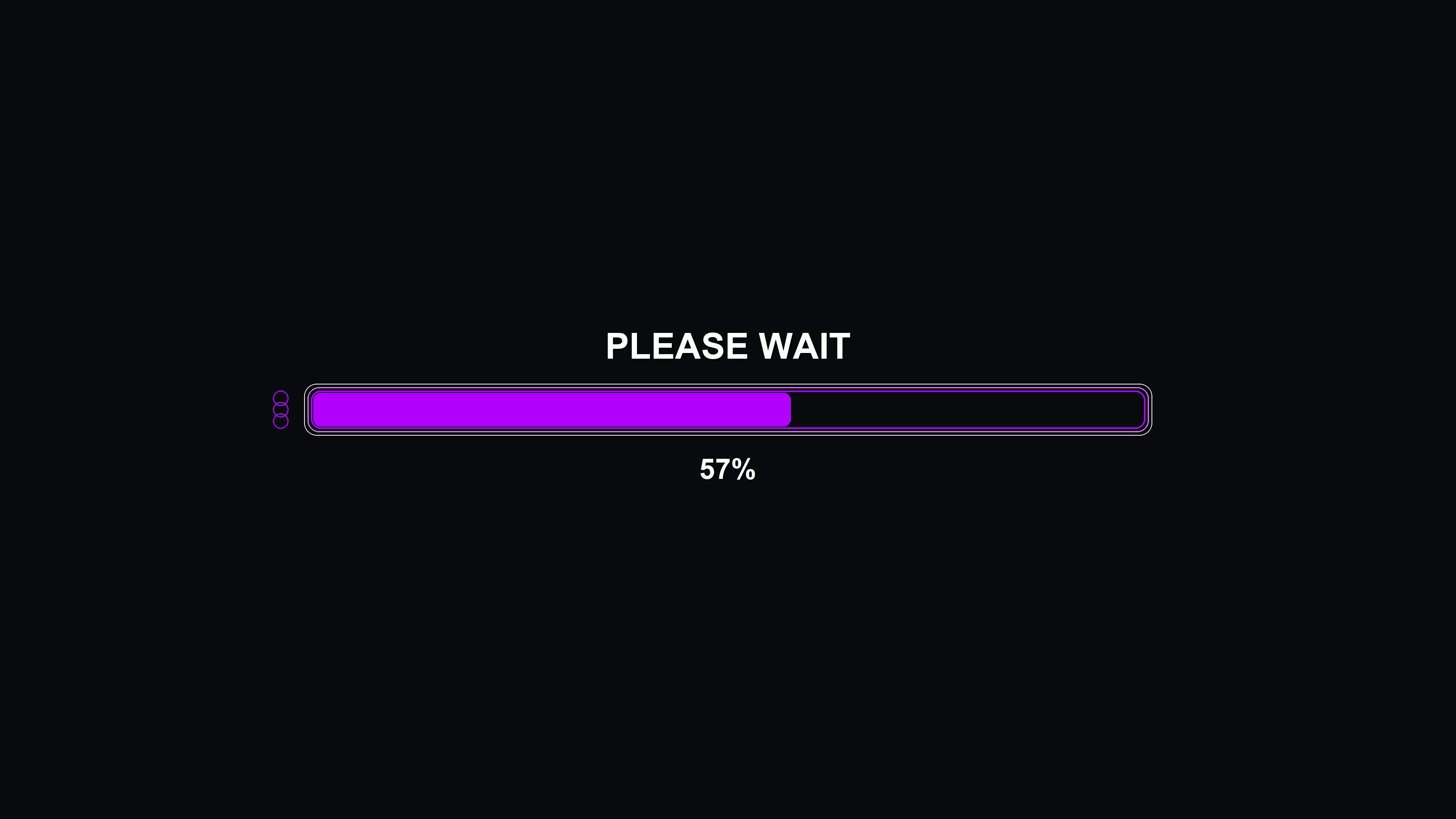 Progress bar animation for science fiction settings that shows loading status with a purple design on a dark background