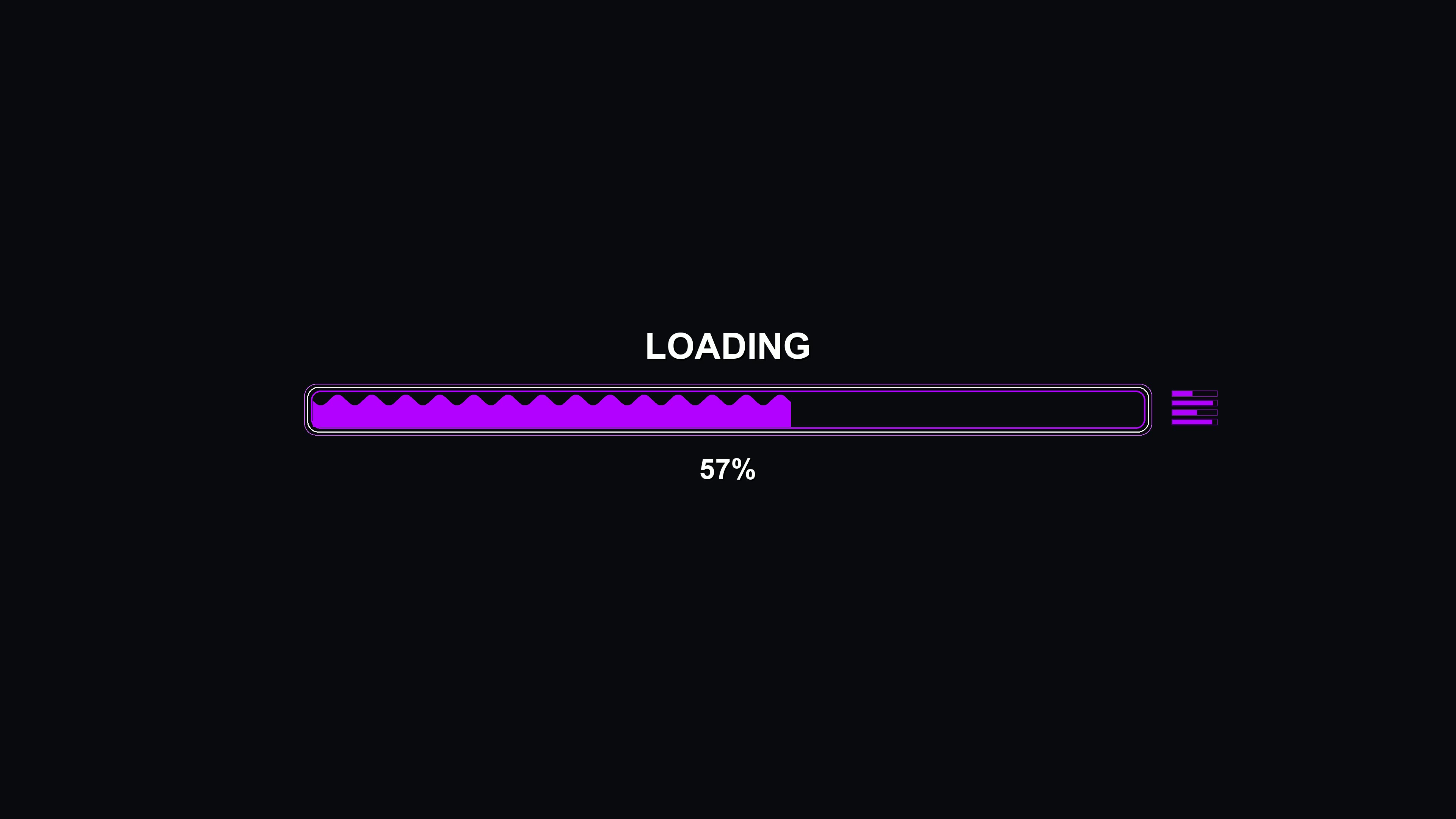 Progress bar animation for science fiction settings that shows loading status in a digital interface