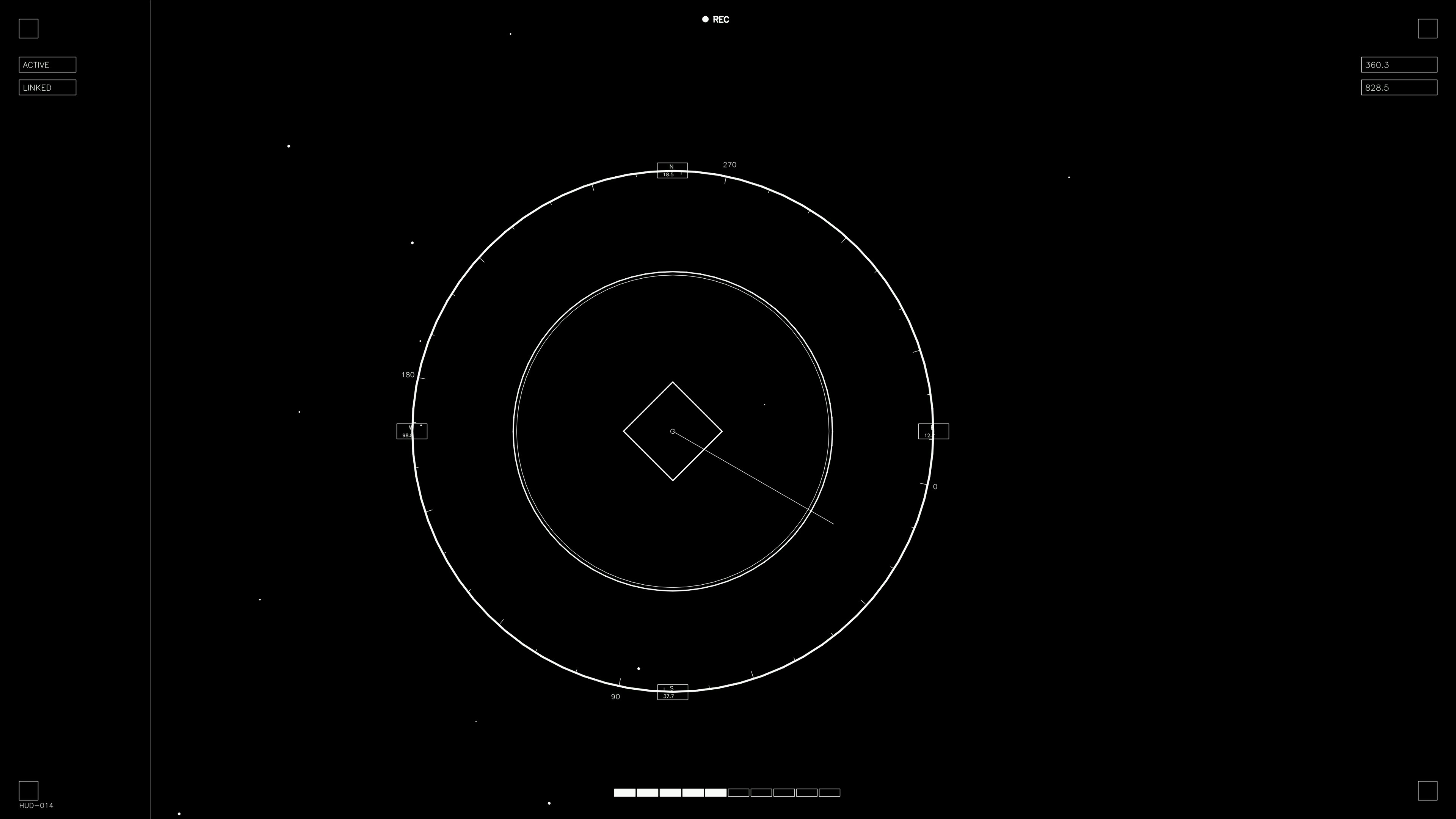 Hud elements animation for web design and sci-fi video editing with circular shapes and lines displayed on a dark background