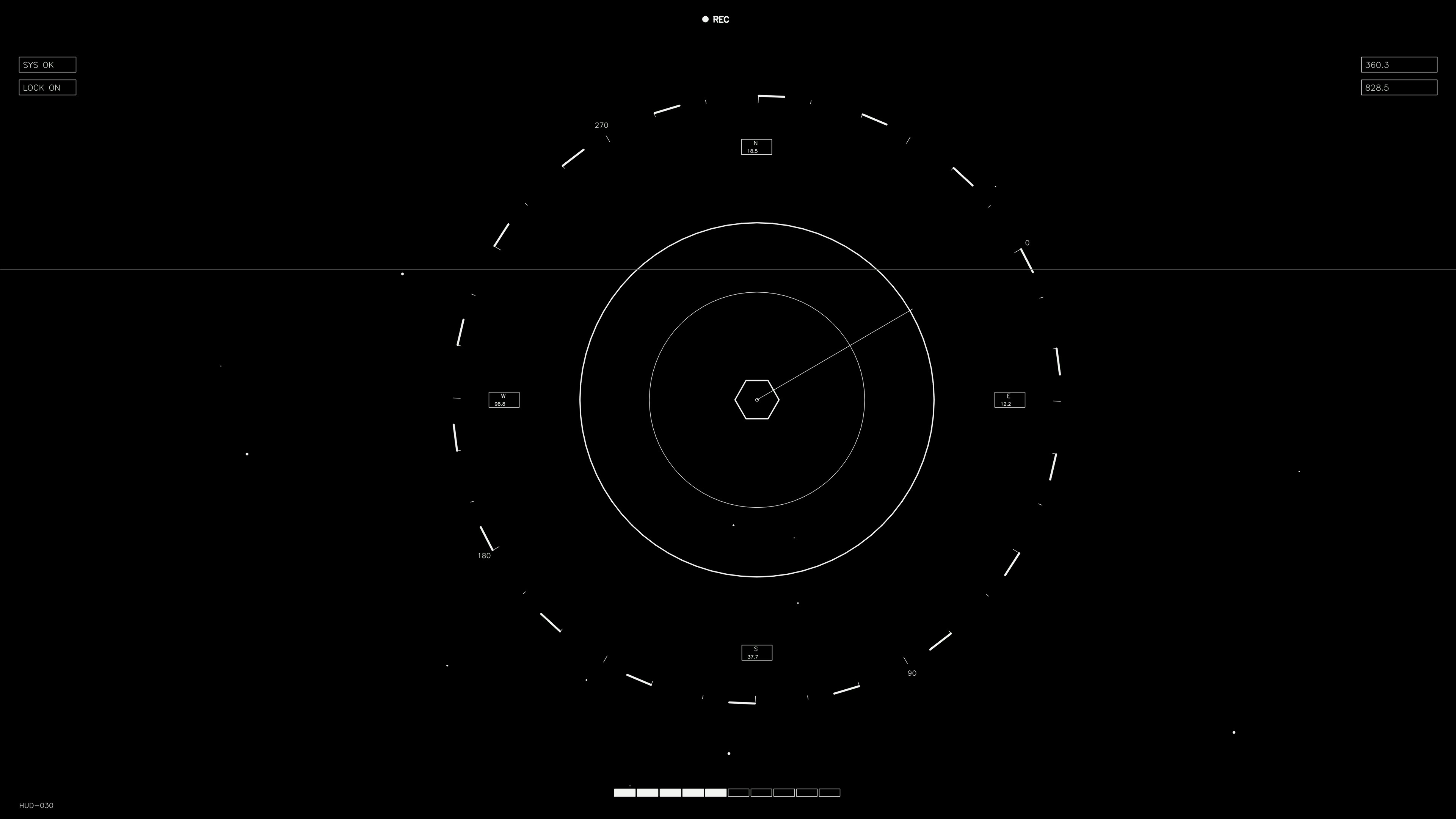Hud elements animation for web design and sci fi video projects with simple shapes and dynamic movement