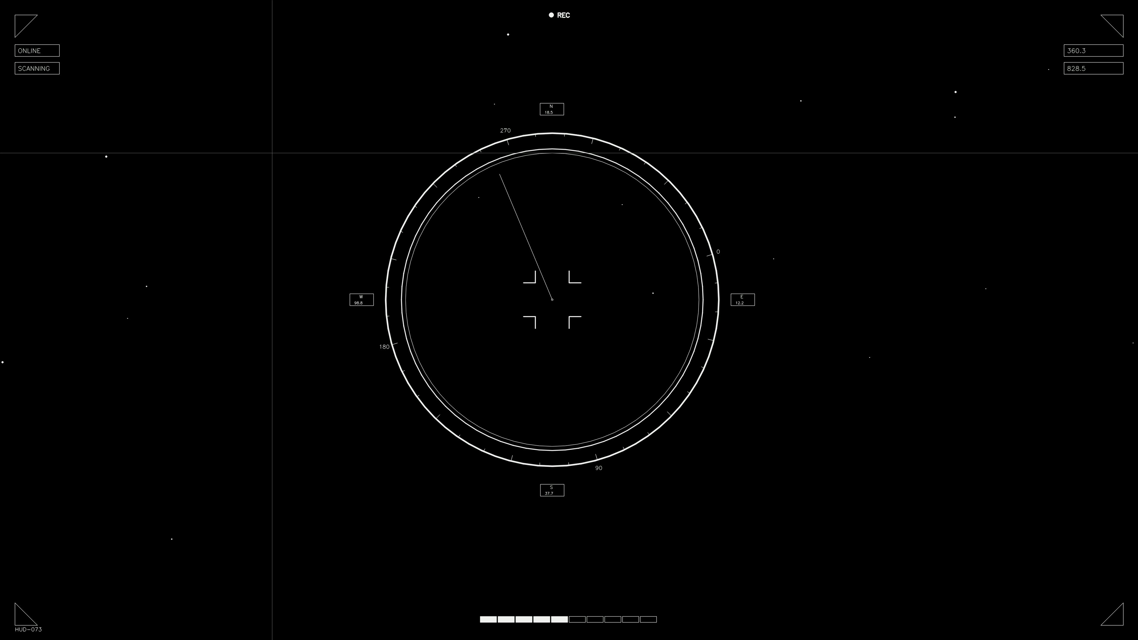 Hud elements animation for web design and sci-fi video editing showing targeting and navigation features with sleek lines and visual effects