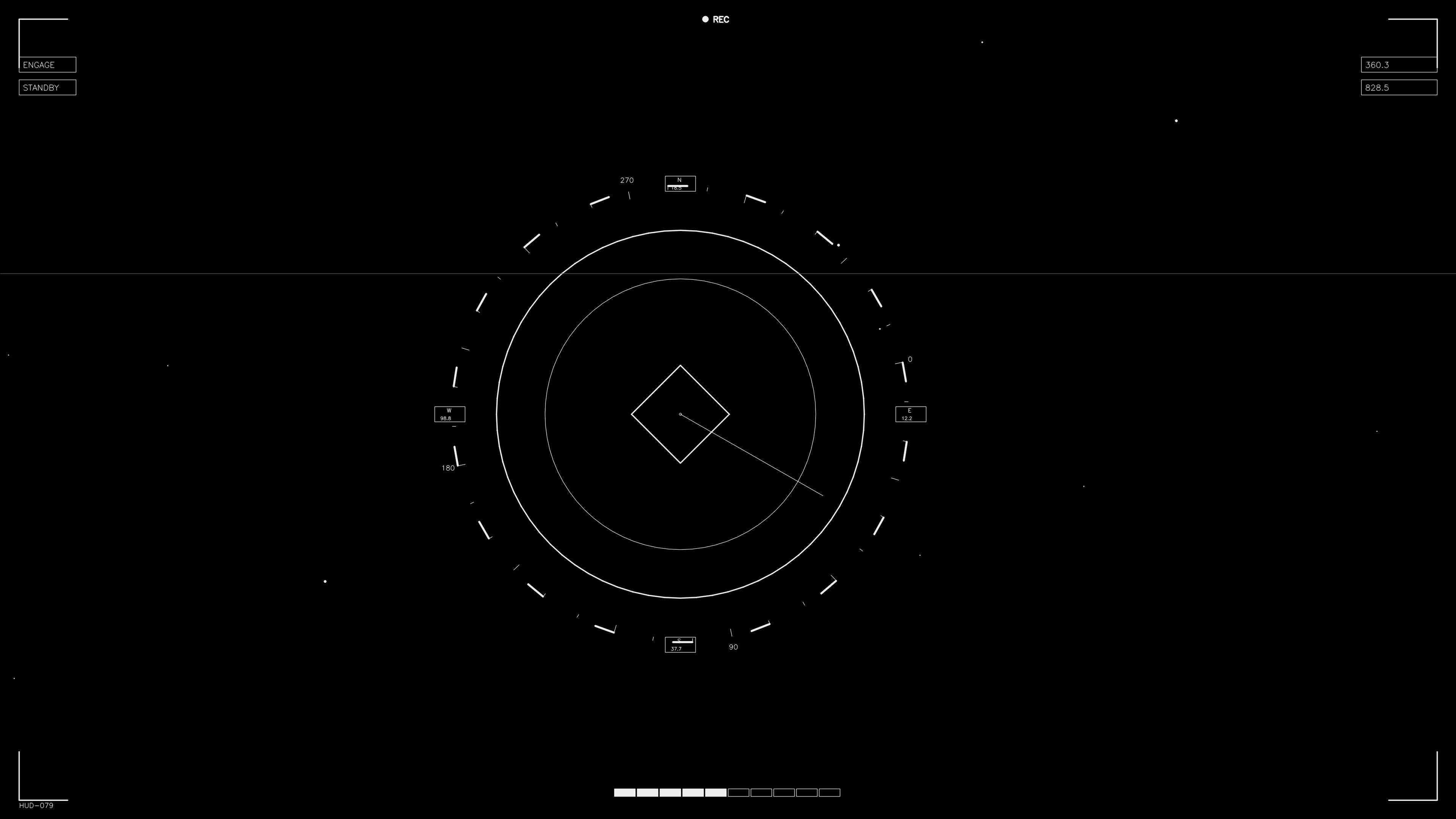 Hud elements animation for web designers and sci-fi video edits in dark background with circular layout and animated features