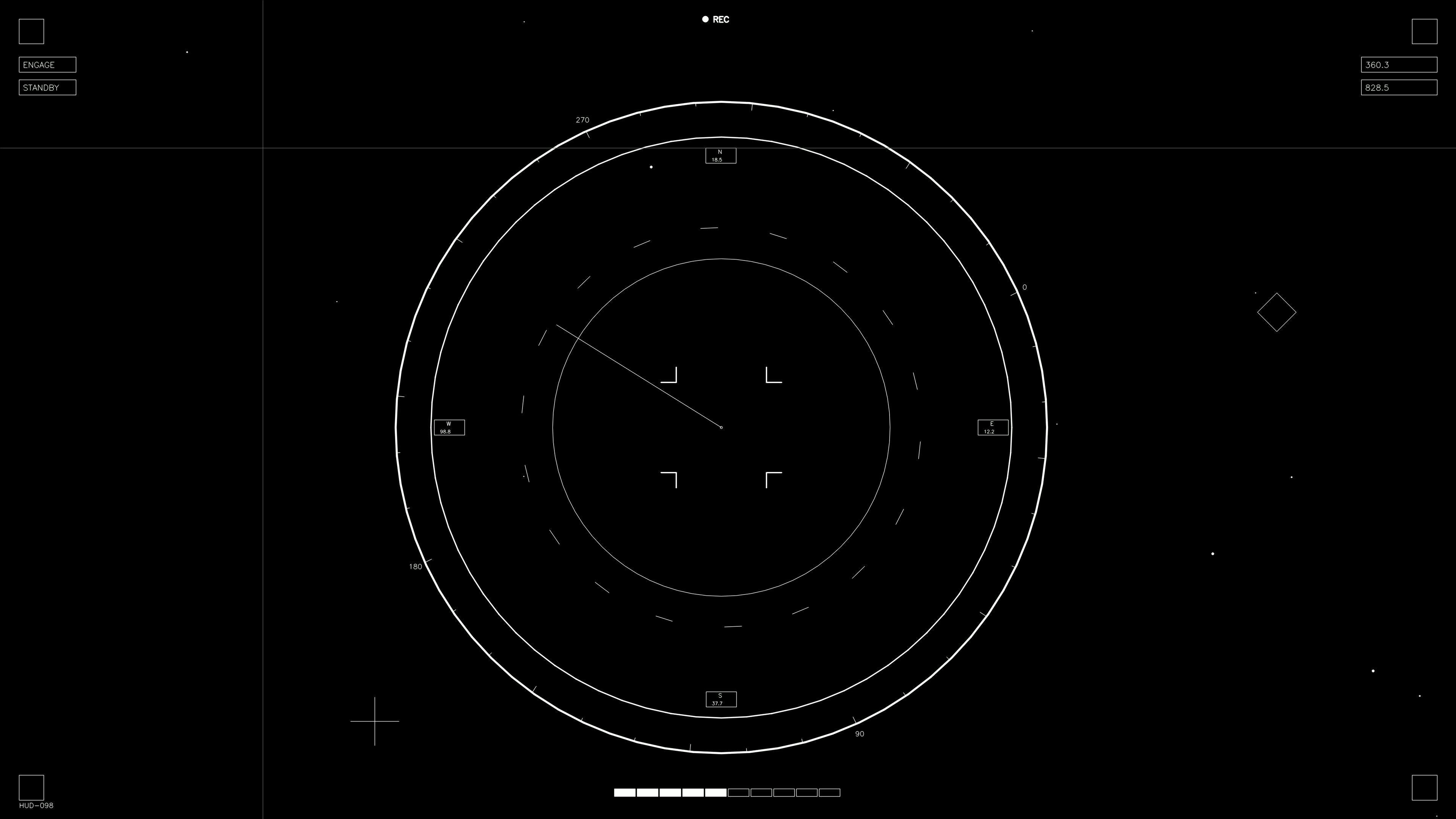 Hud elements animation for web designer and sci-fi video cutter showcasing circular designs and interface patterns with a dark background