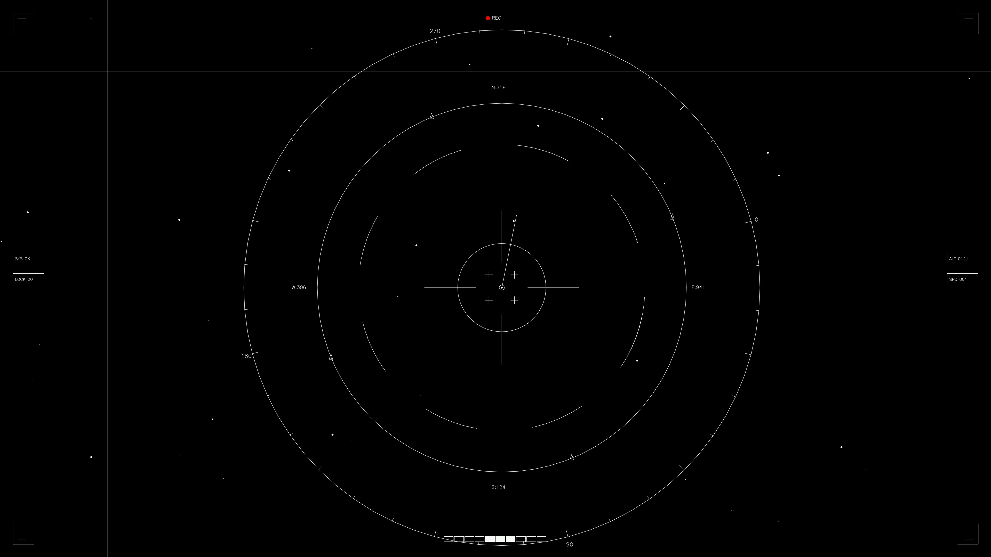 Hud elements animation for webdesign and sci-fi video projects featuring circular radar display in dark theme