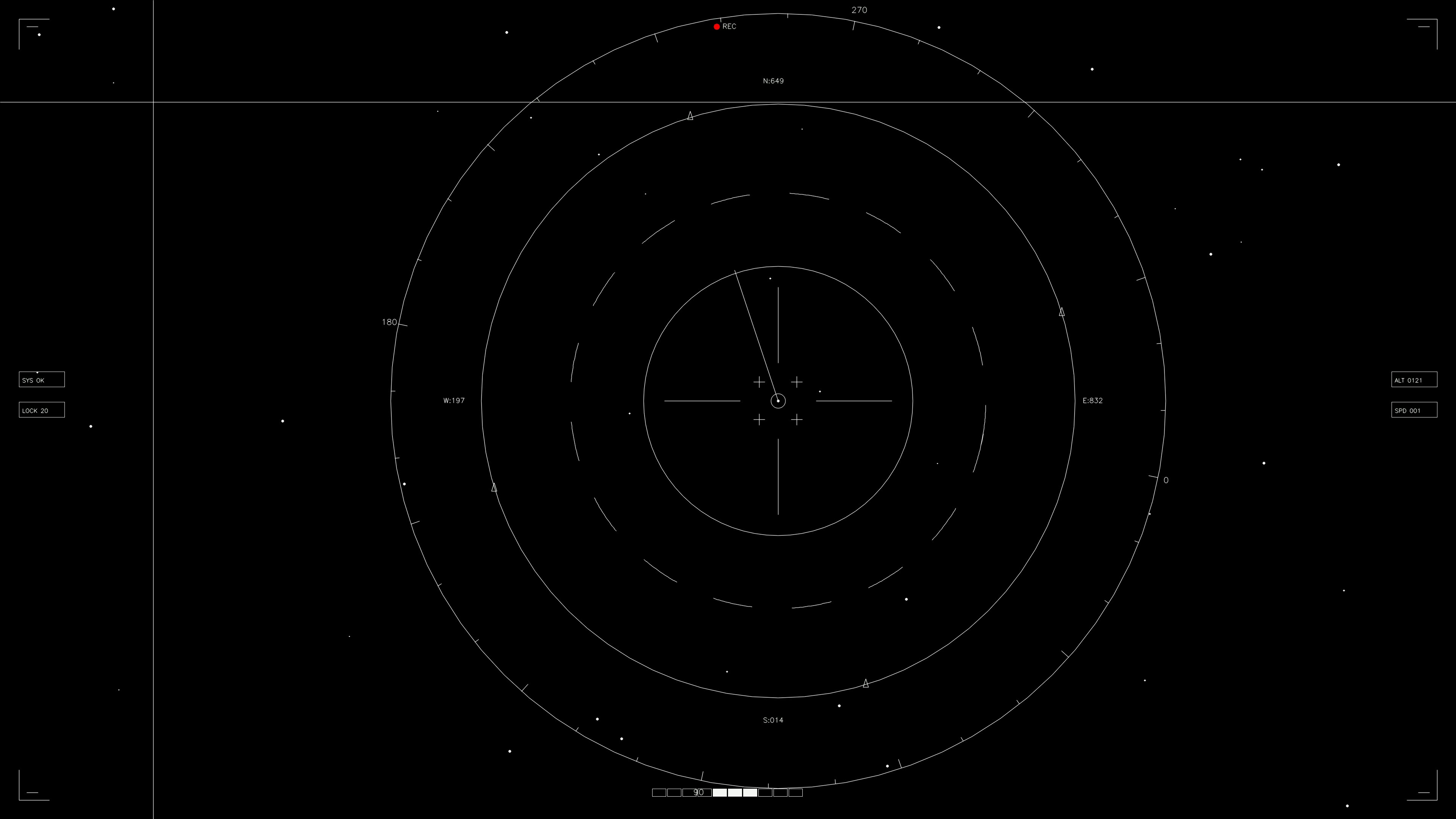 Animation features radar elements with concentric circles and lines displayed on a dark background