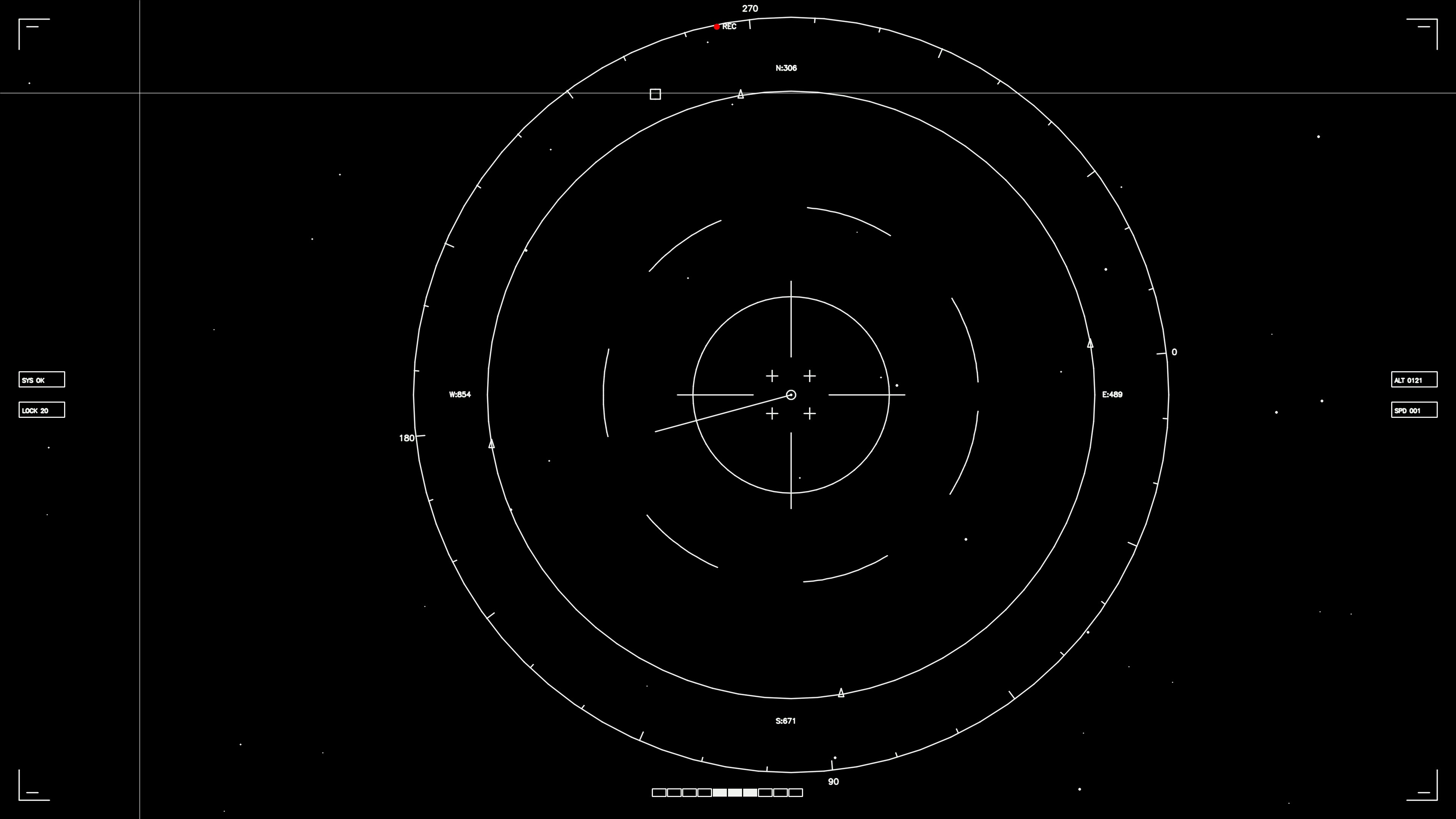 Hud elements animation for web design and sci-fi video editing with rotating circular display and central graphic focus