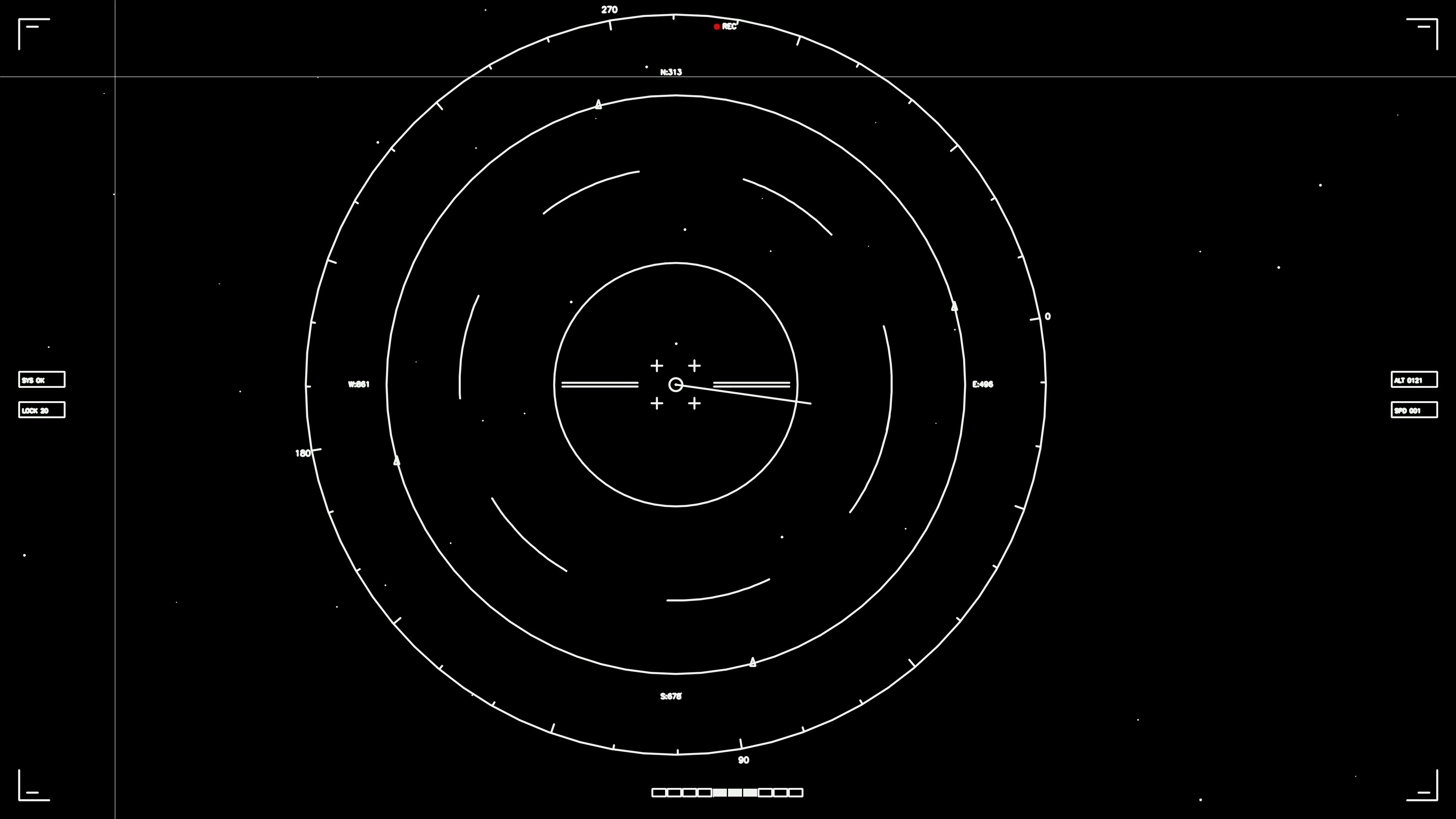 Hud elements animation for web design and sci-fi video editing showing circles and lines on a dark background