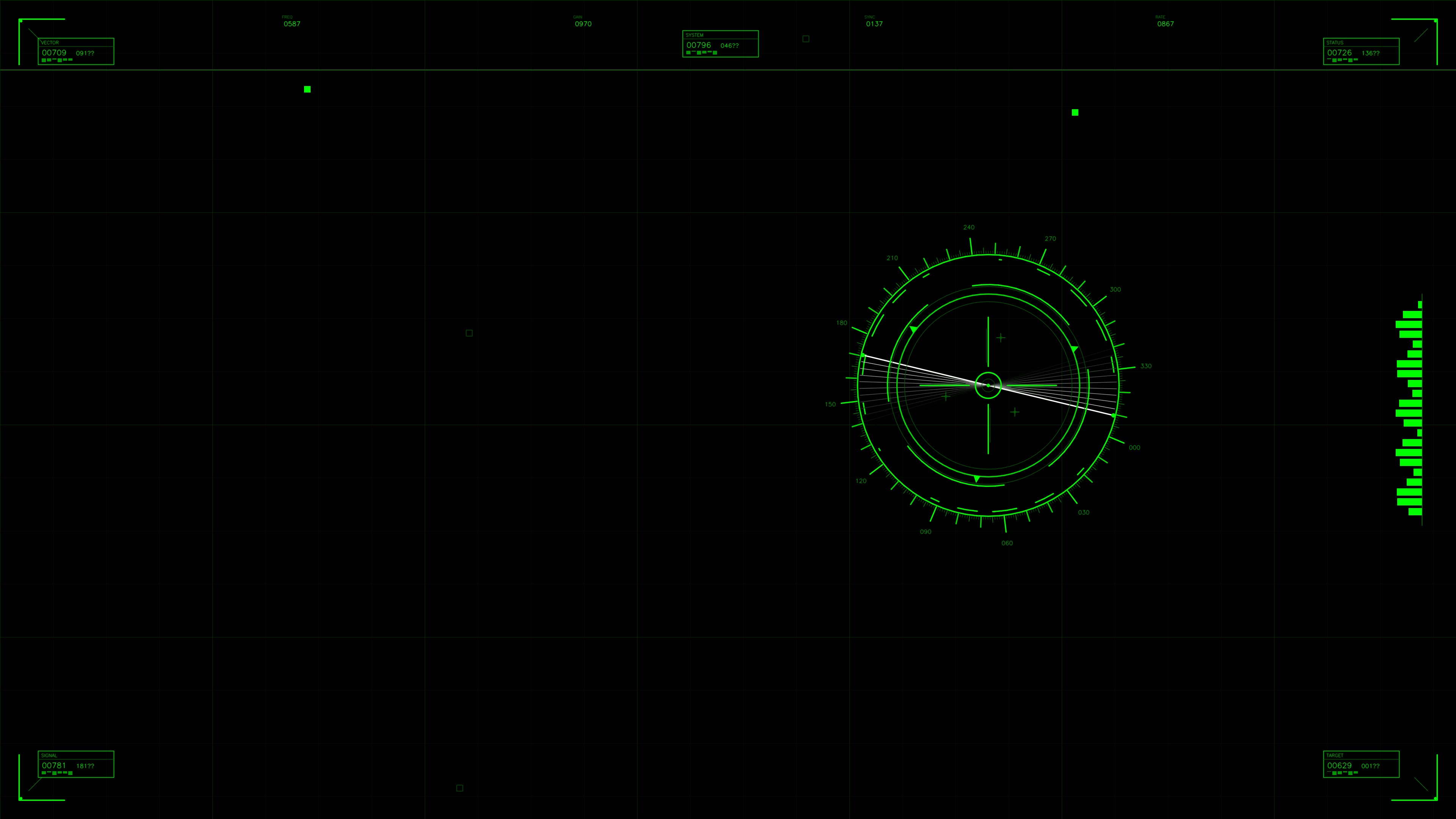 Military gui war stock footage displays hud animation for science fiction production with radar and data readouts