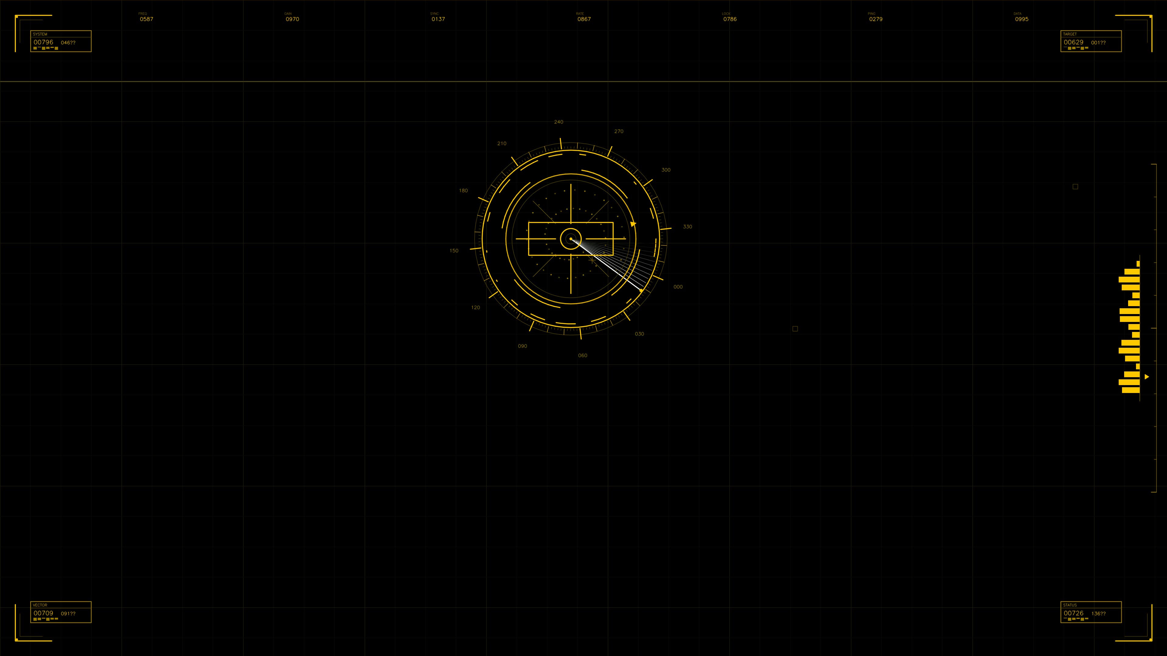 Military gui war stock footage hud animation for science fiction production featuring radar and data display elements in dark environment