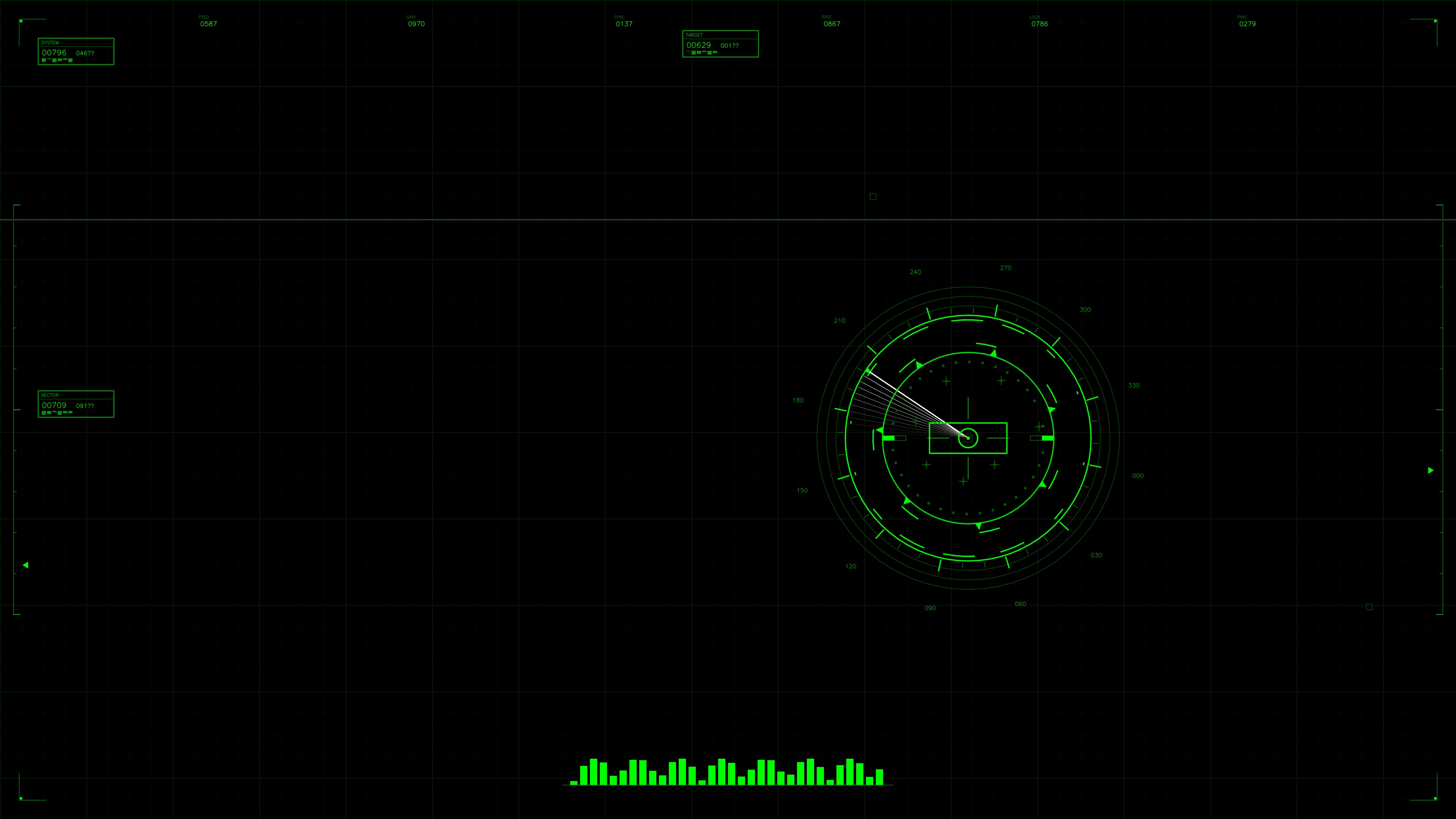 Military gui war stock footage hud animation for science fiction production in dark setting with bright green graphics and detailed interface elements