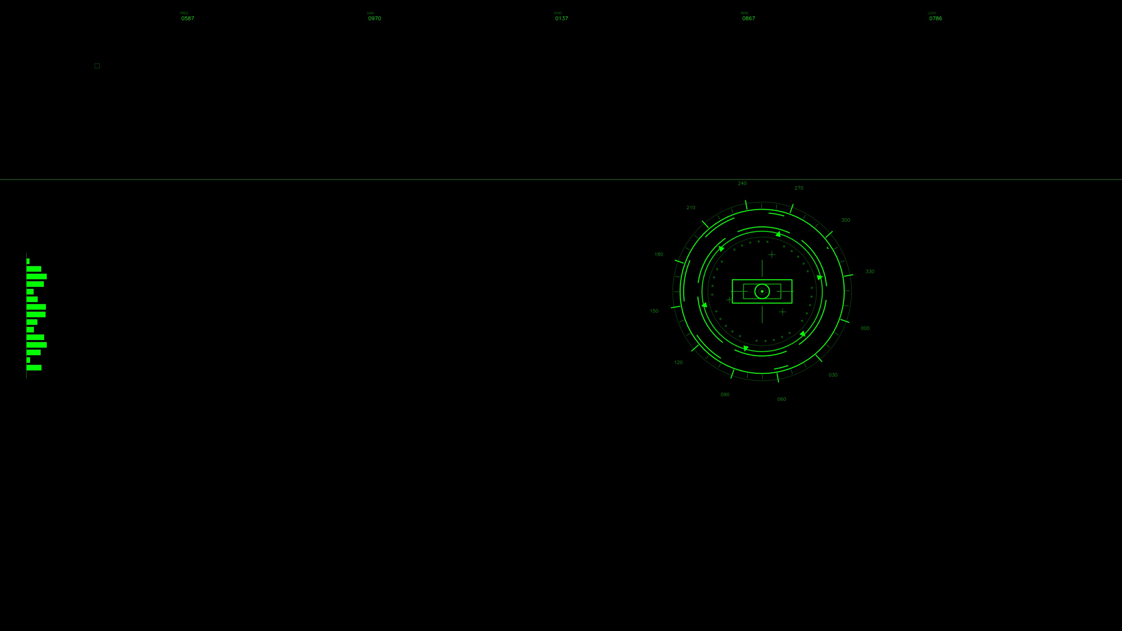 Military gui war stock footage hud animation for science fiction production with green graphics and monitoring elements for various uses