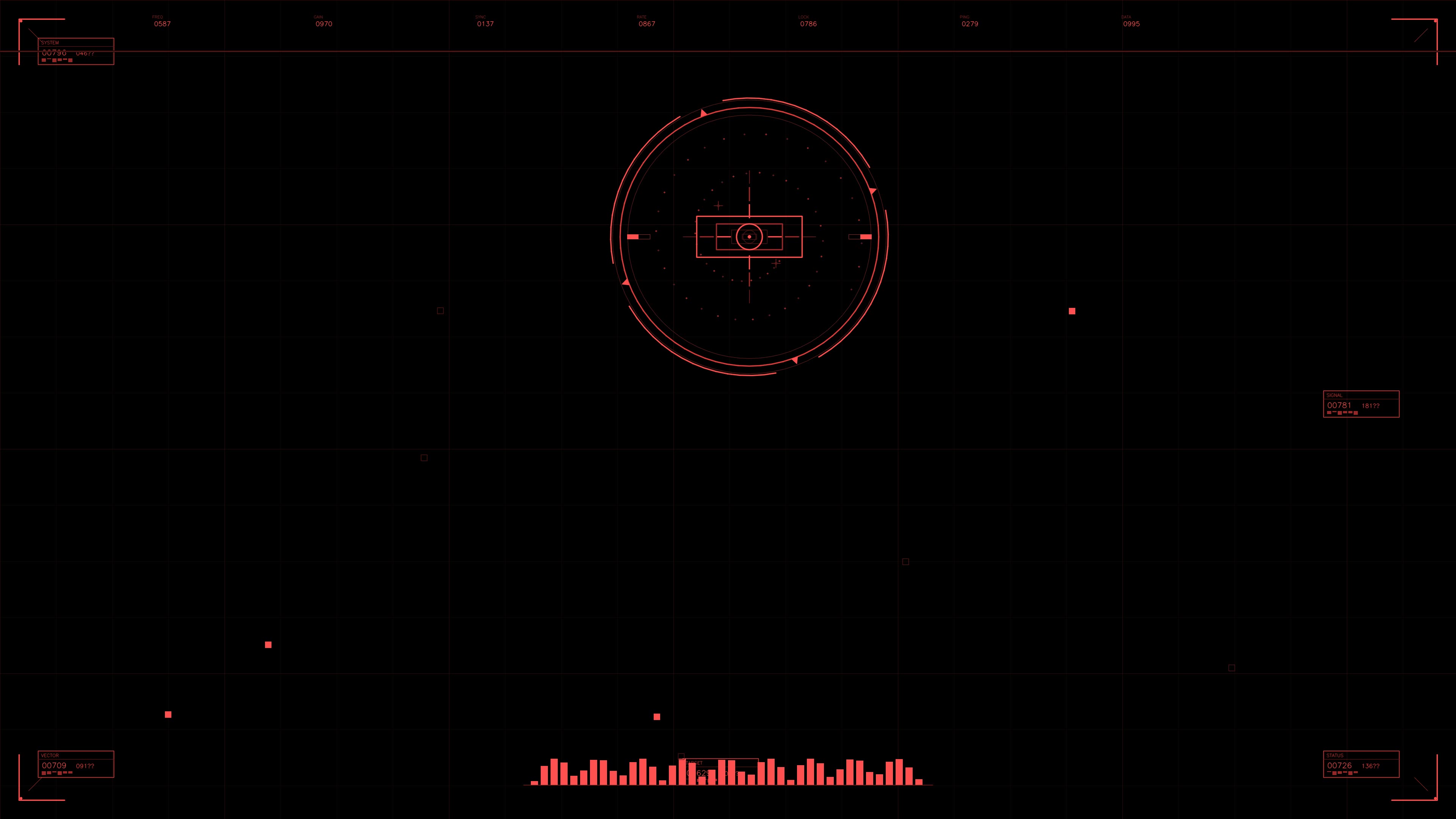 Military gui war stock footage hud animation for science fiction production in dark setting with red graphics showcasing targeting system