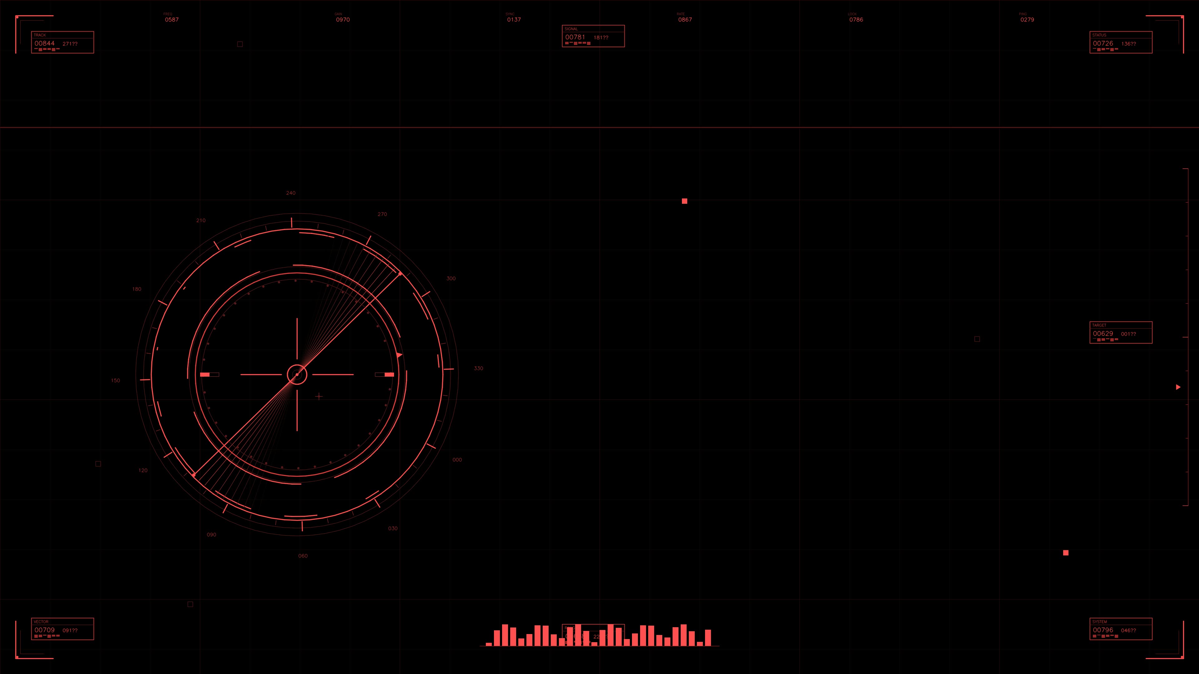 Military gui war stock footage hud animation for science fiction production with circular radar display