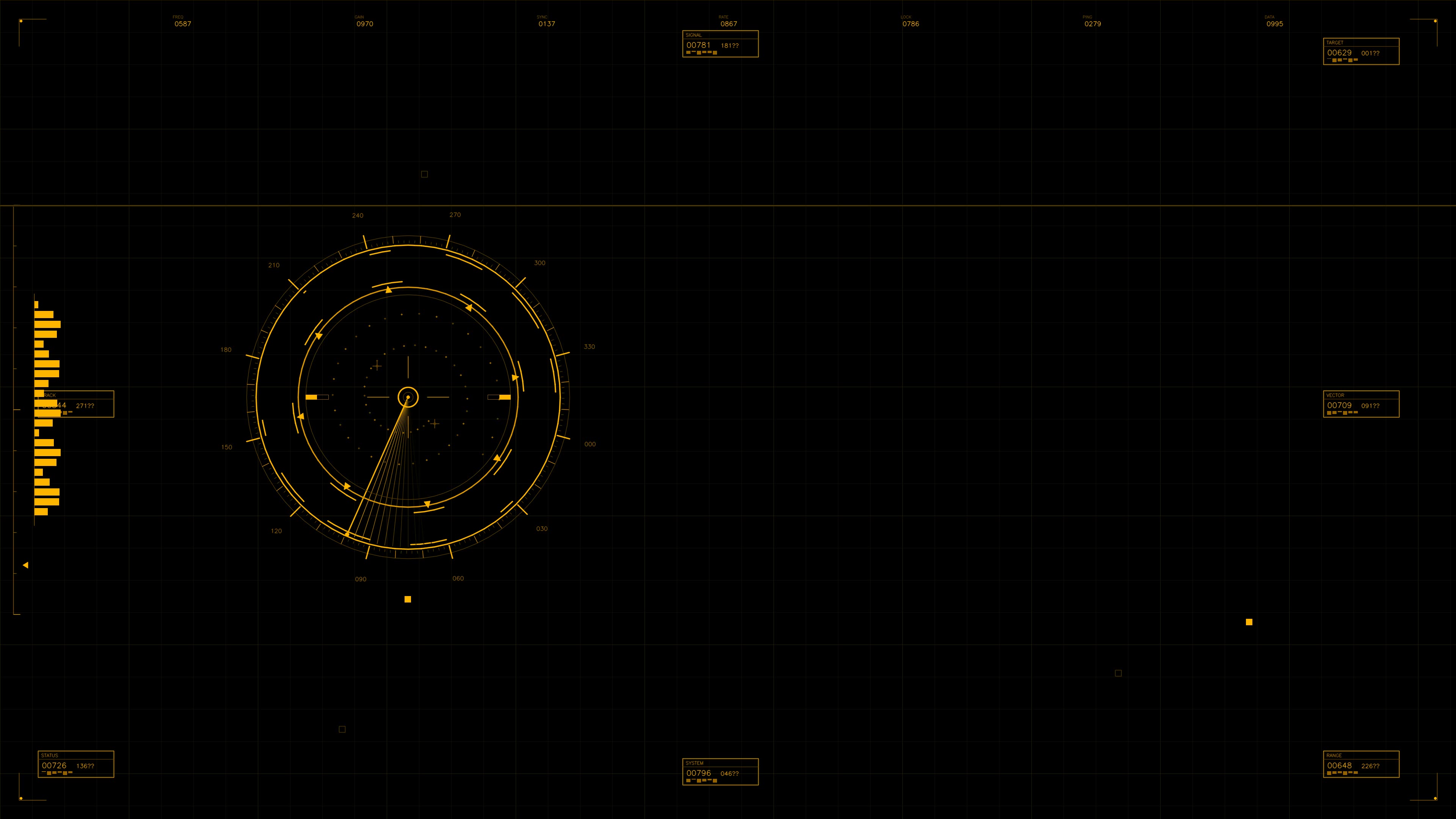 Military GUI war stock footage HUD animation designed for science fiction video production in a dark interface layout