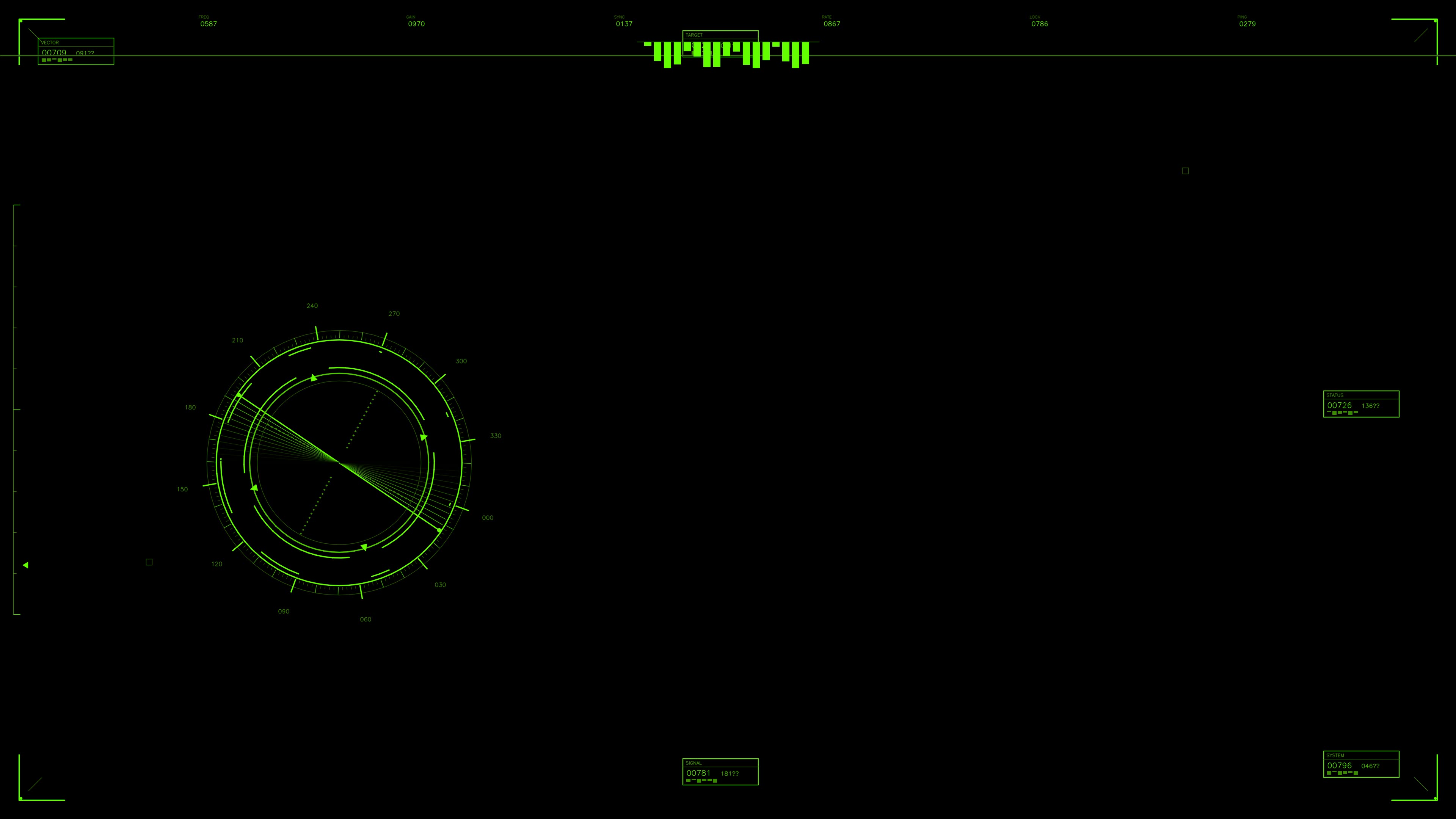 Military GUI war stock footage HUD animation for science fiction production with radar and data information display
