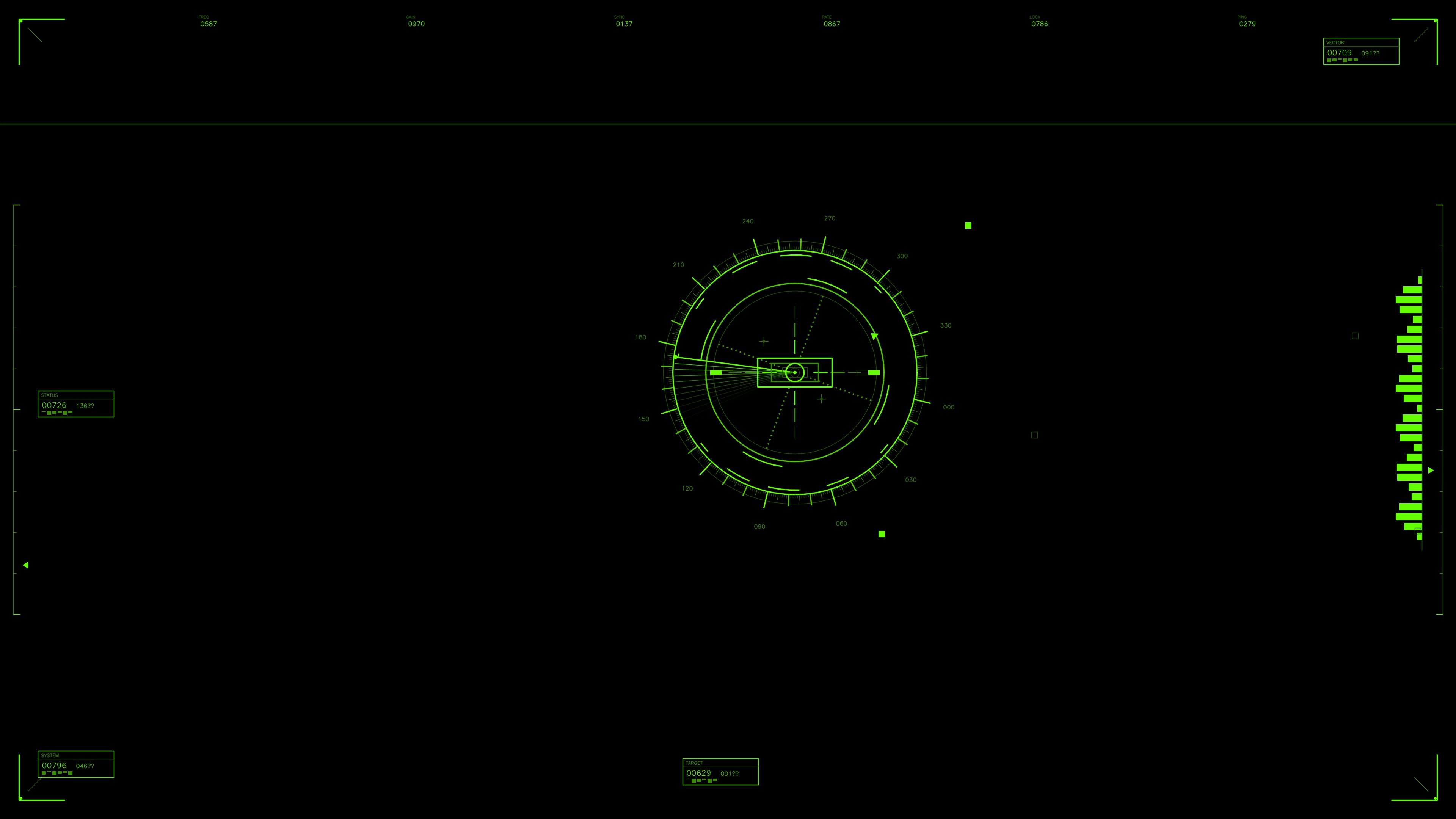 Military gui war stock footage hud animation for science fiction production featuring radar monitoring and system tracking at night