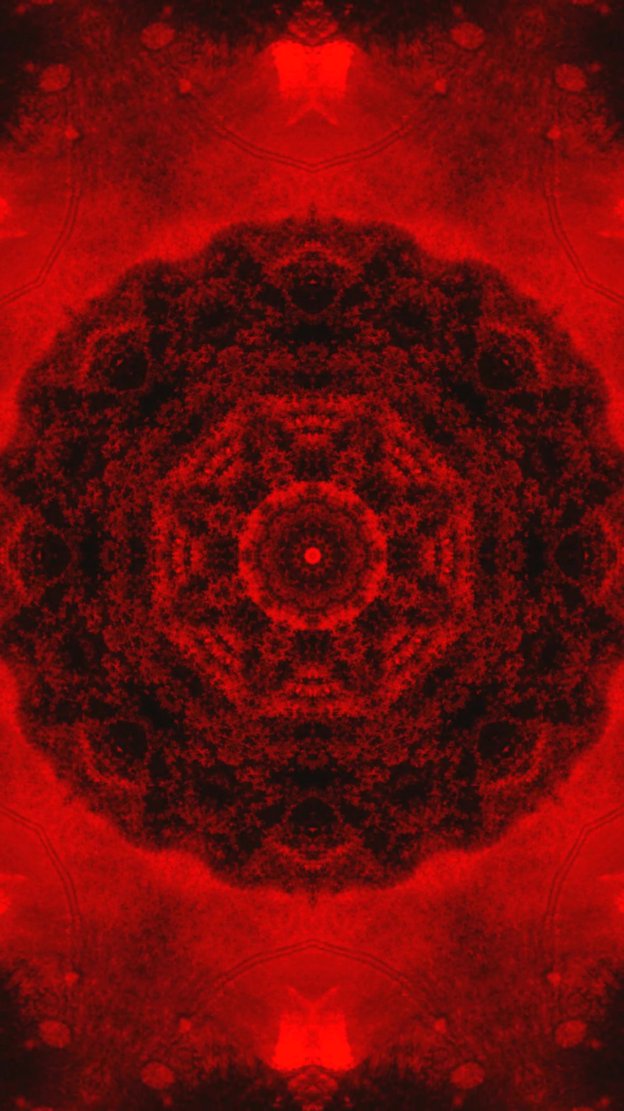 Seamless tunnel video loop with vibrant red and black patterns creating a mesmerizing visual experience