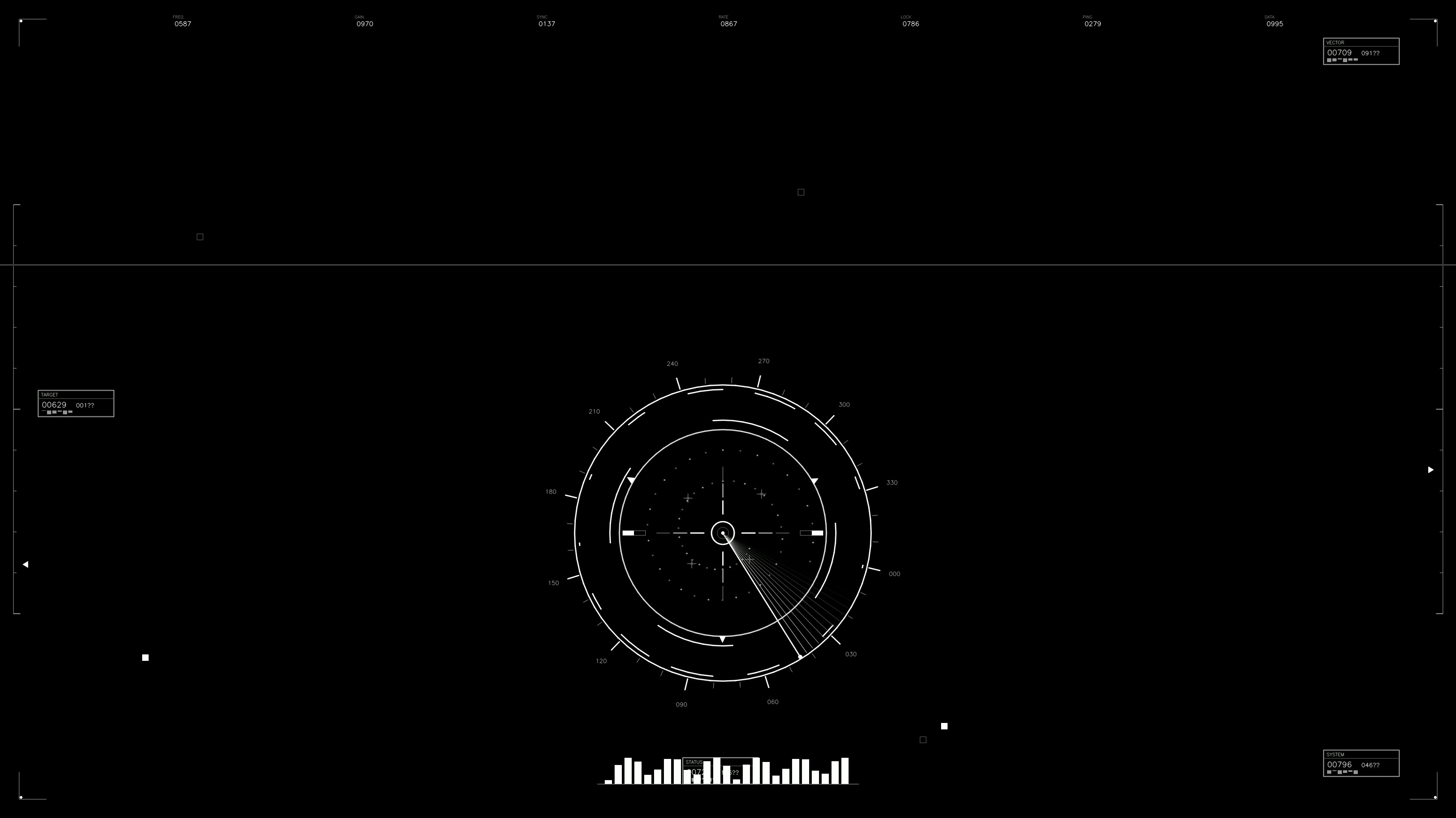 Military gui war stock footage hud animation for science fiction production in dark settings with radar display and data readouts