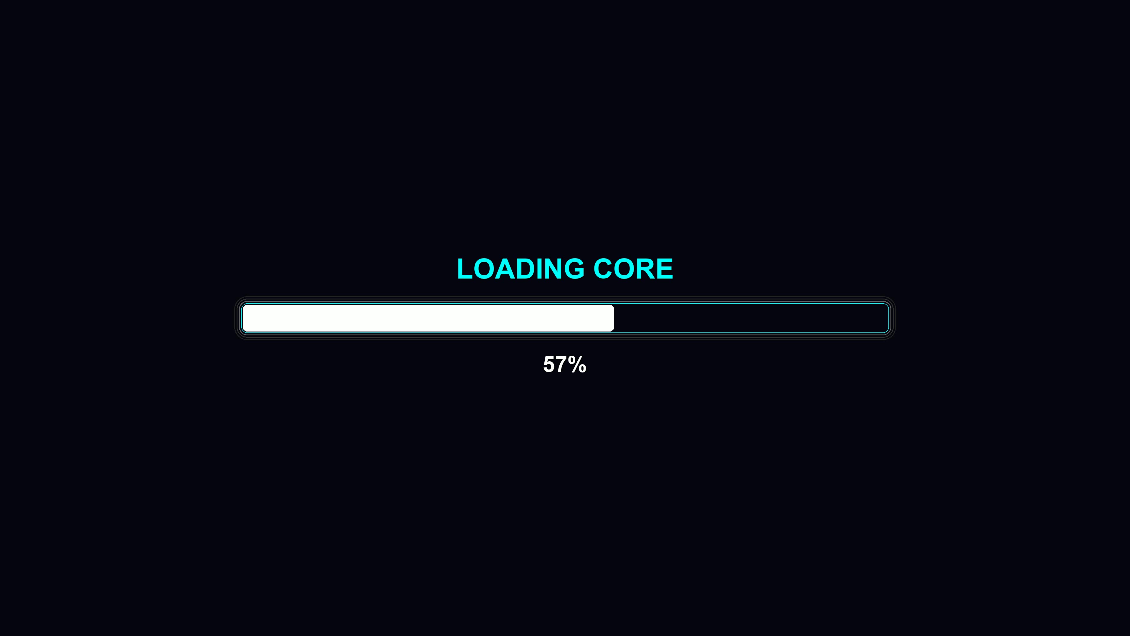 Modern style loading animation shows progress of core loading on a dark background with clear percentages for user engagement