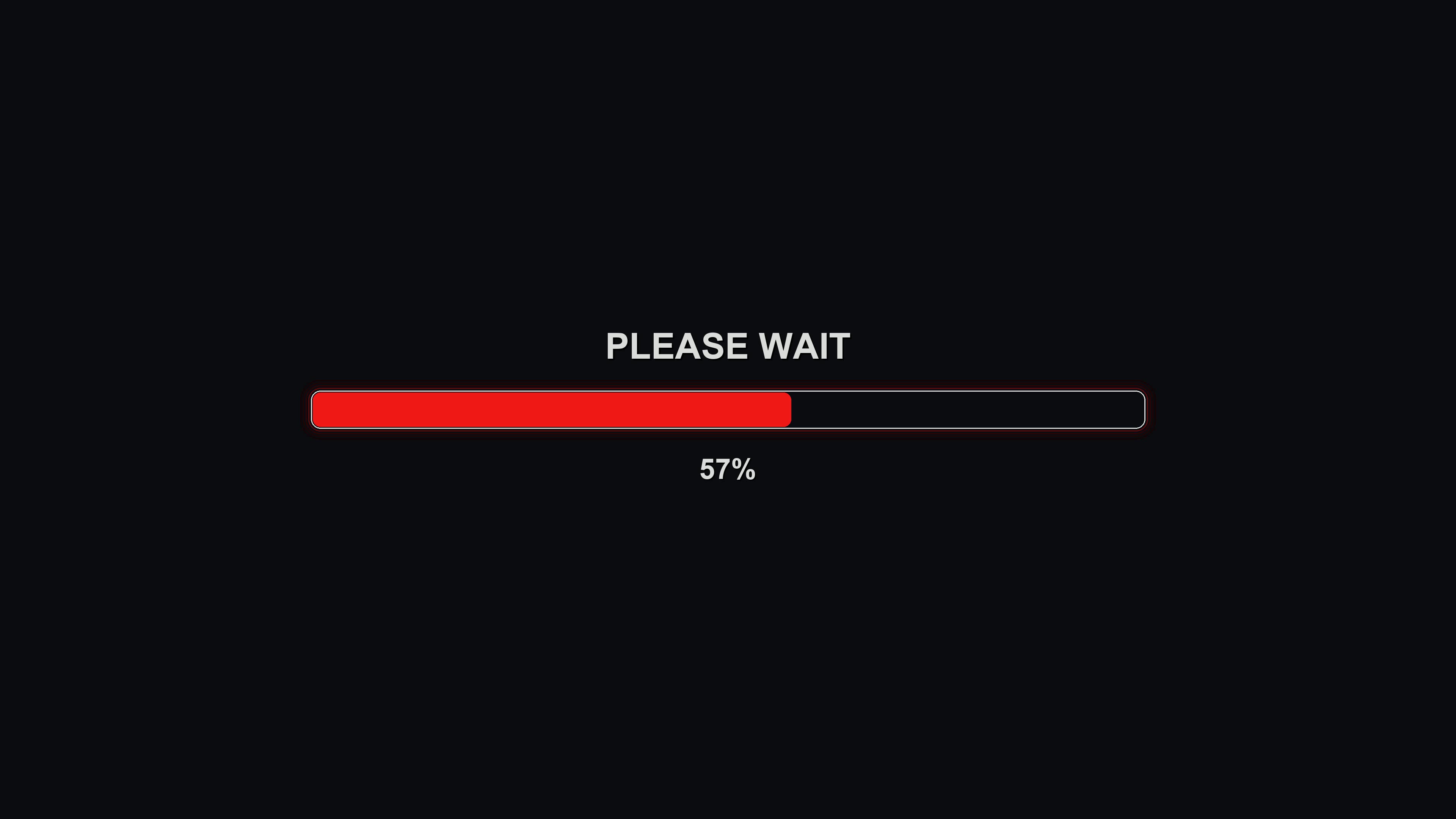 Loading progress bar animation in dark background indicating completion with 100 percent status