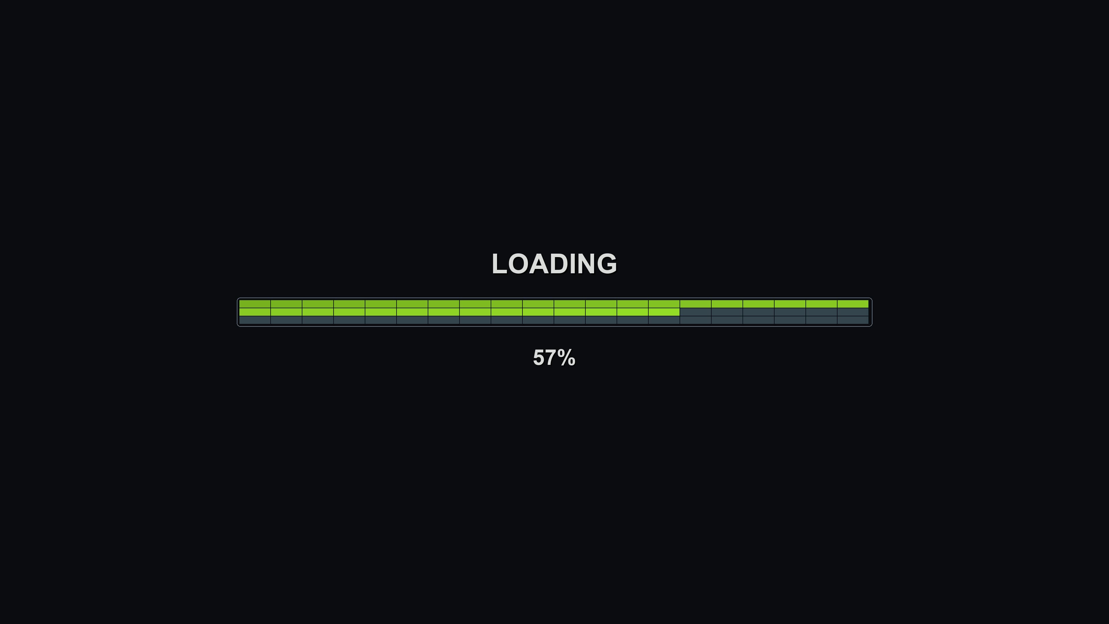 Progress bar animation showing loading process with completed status at 100 percent